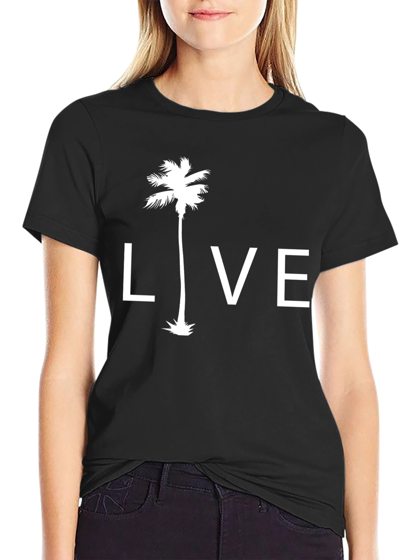 Live Palm Tree Graphic Tee - Men's Black T-Shirt - 2