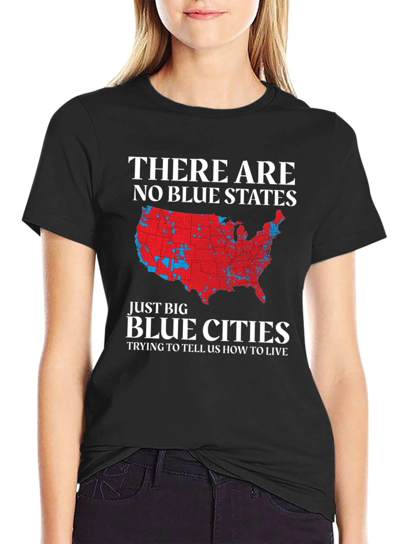Black Political Statement T-Shirt: No Blue States view 2