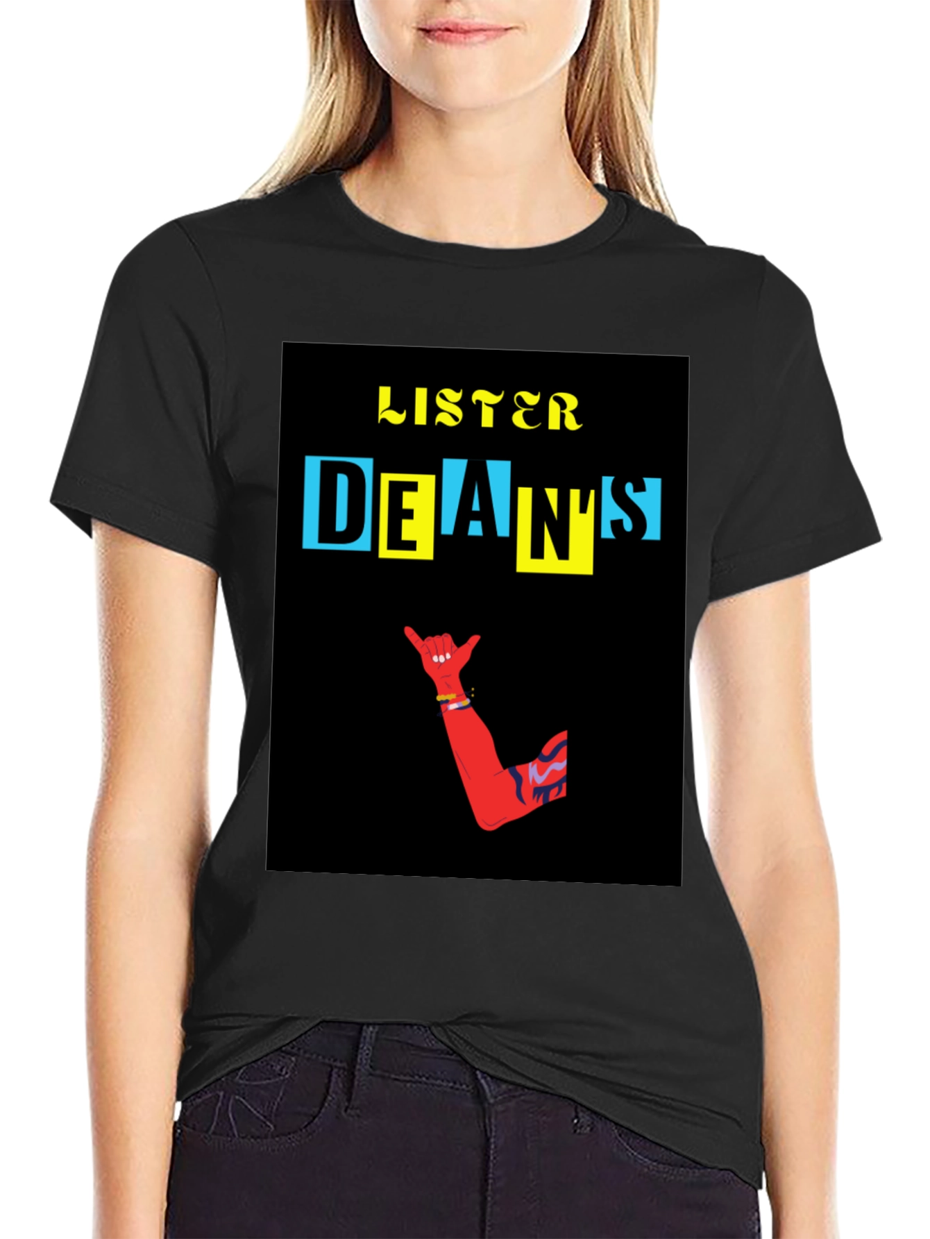 Black Cool Graphic T-Shirt - Listener Dean's Design view 2