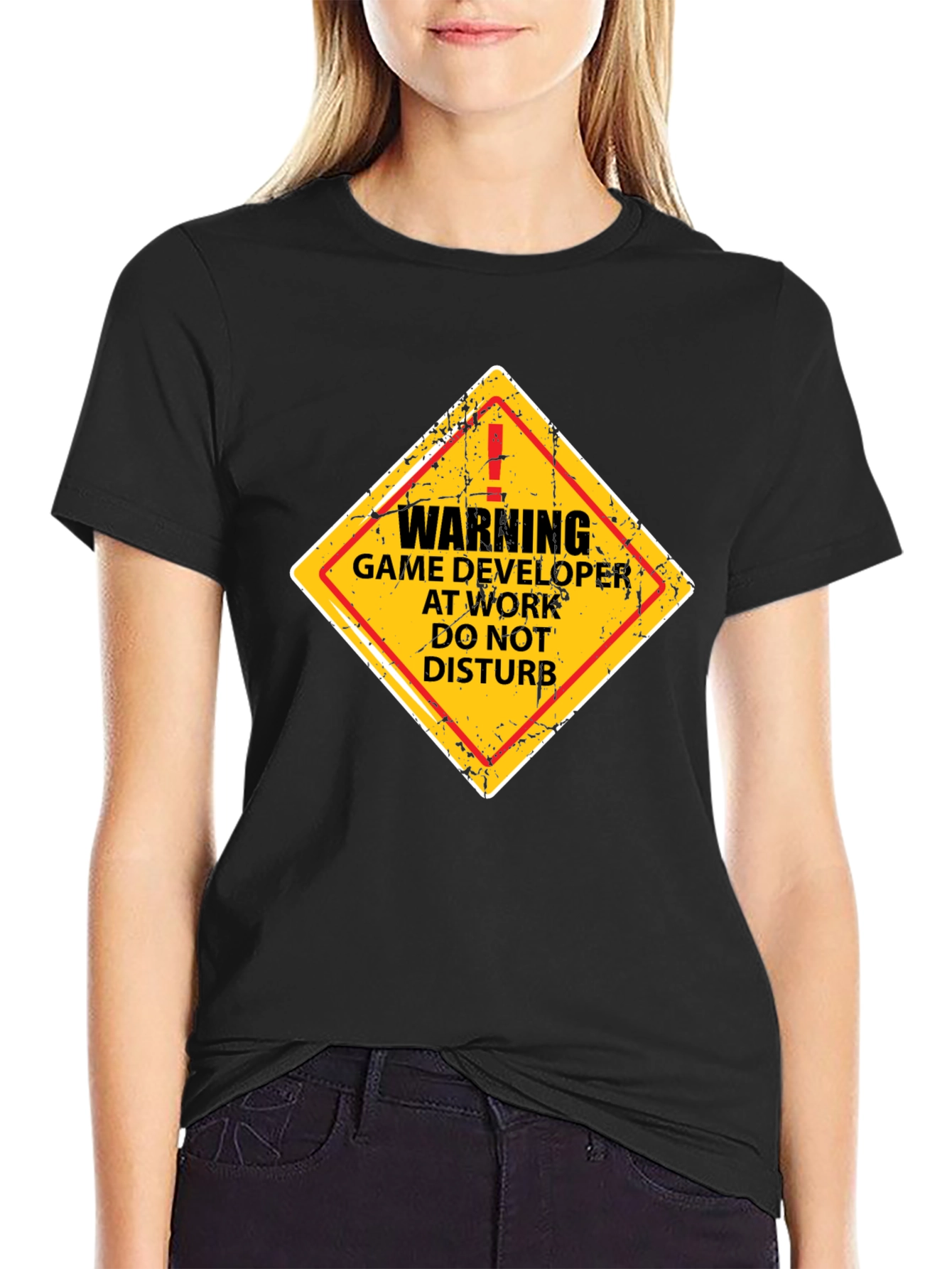 Black Warning Game Developer T-Shirt - Funny Programmer Tee view 2