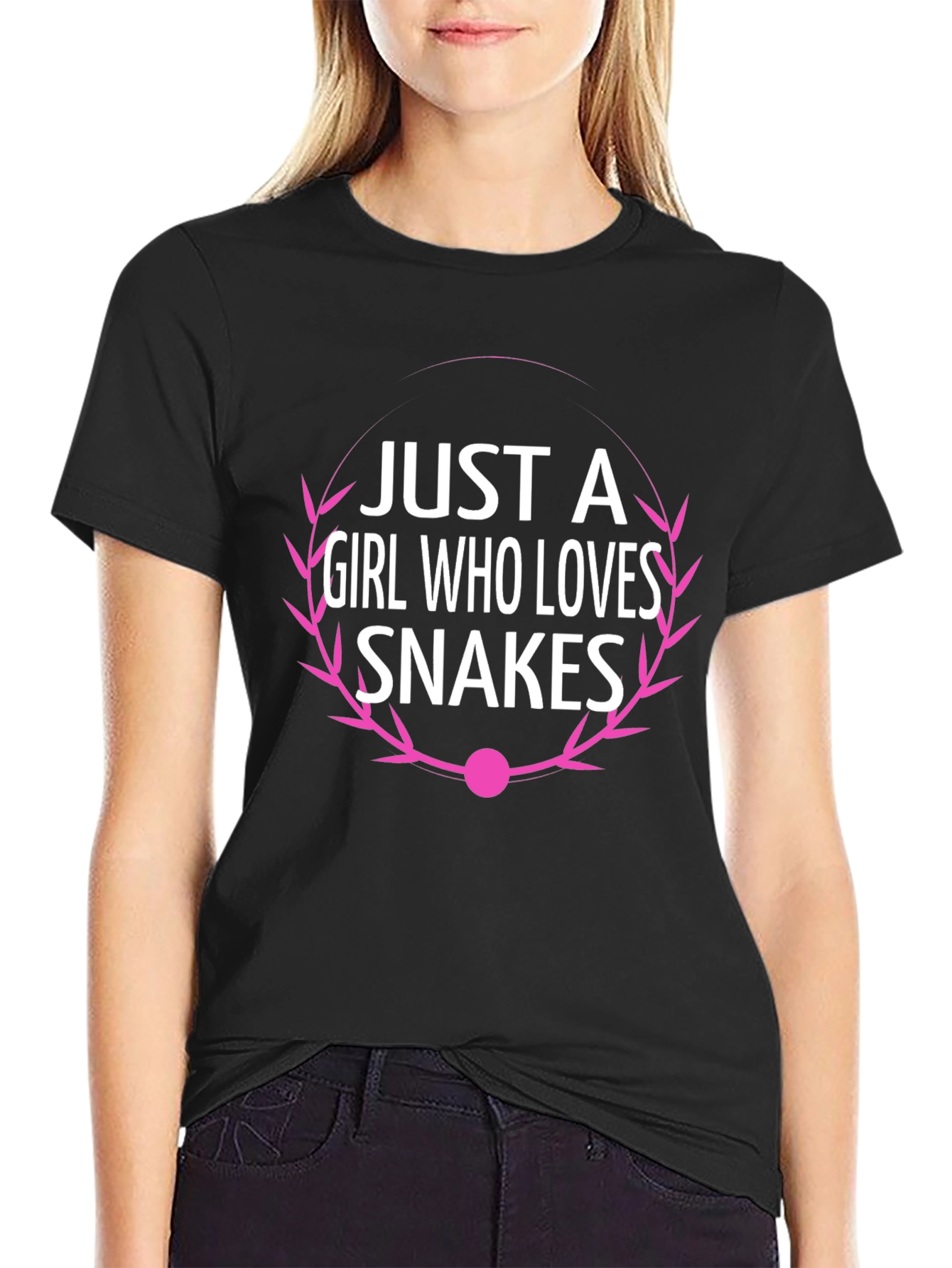Black Just A Girl Who Loves Snakes T-Shirt view 2