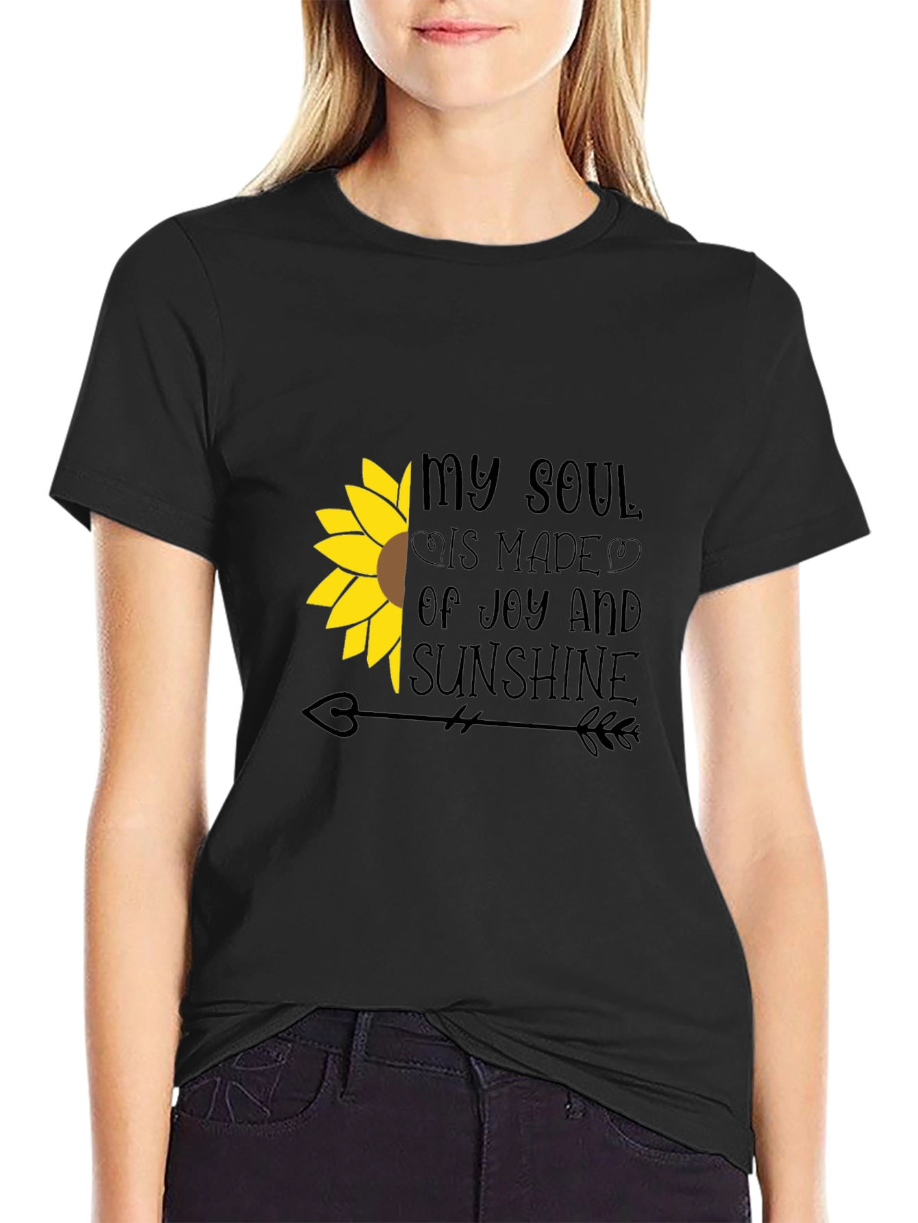 Black Sunflower Soul T-Shirt - Joy and Sunshine Tee view 2