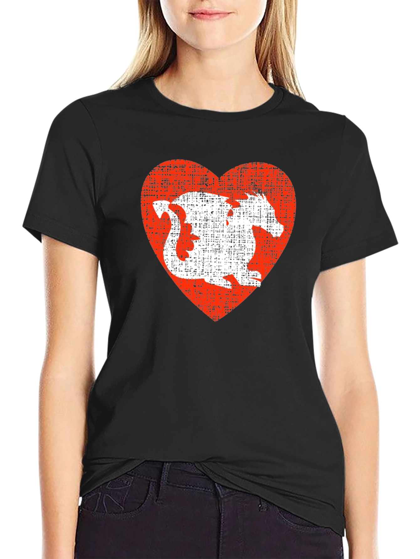 Black Dragon Heart Graphic Tee - Black Casual T-Shirt view 2