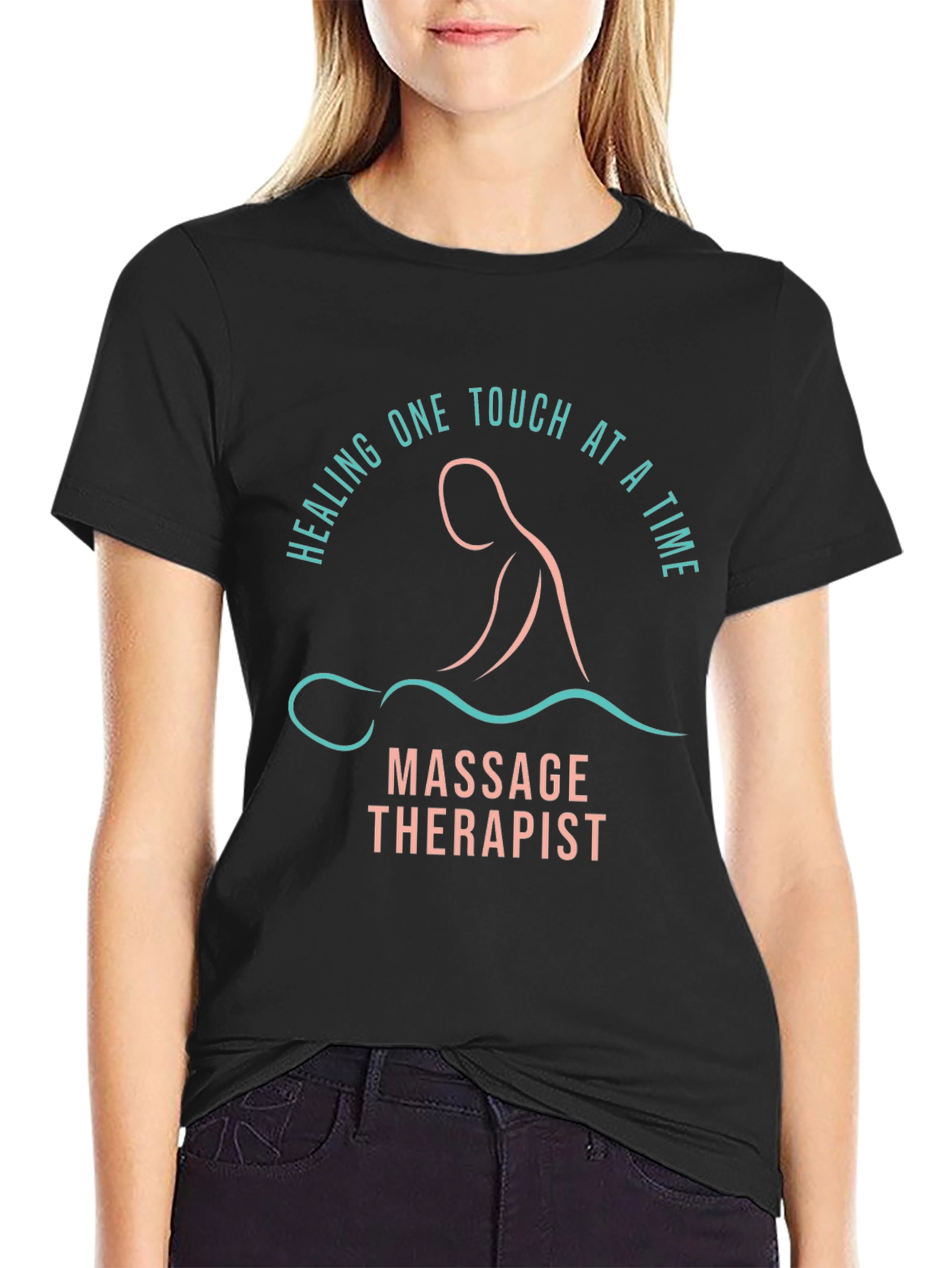 Black Massage Therapist Graphic T-Shirt view 2