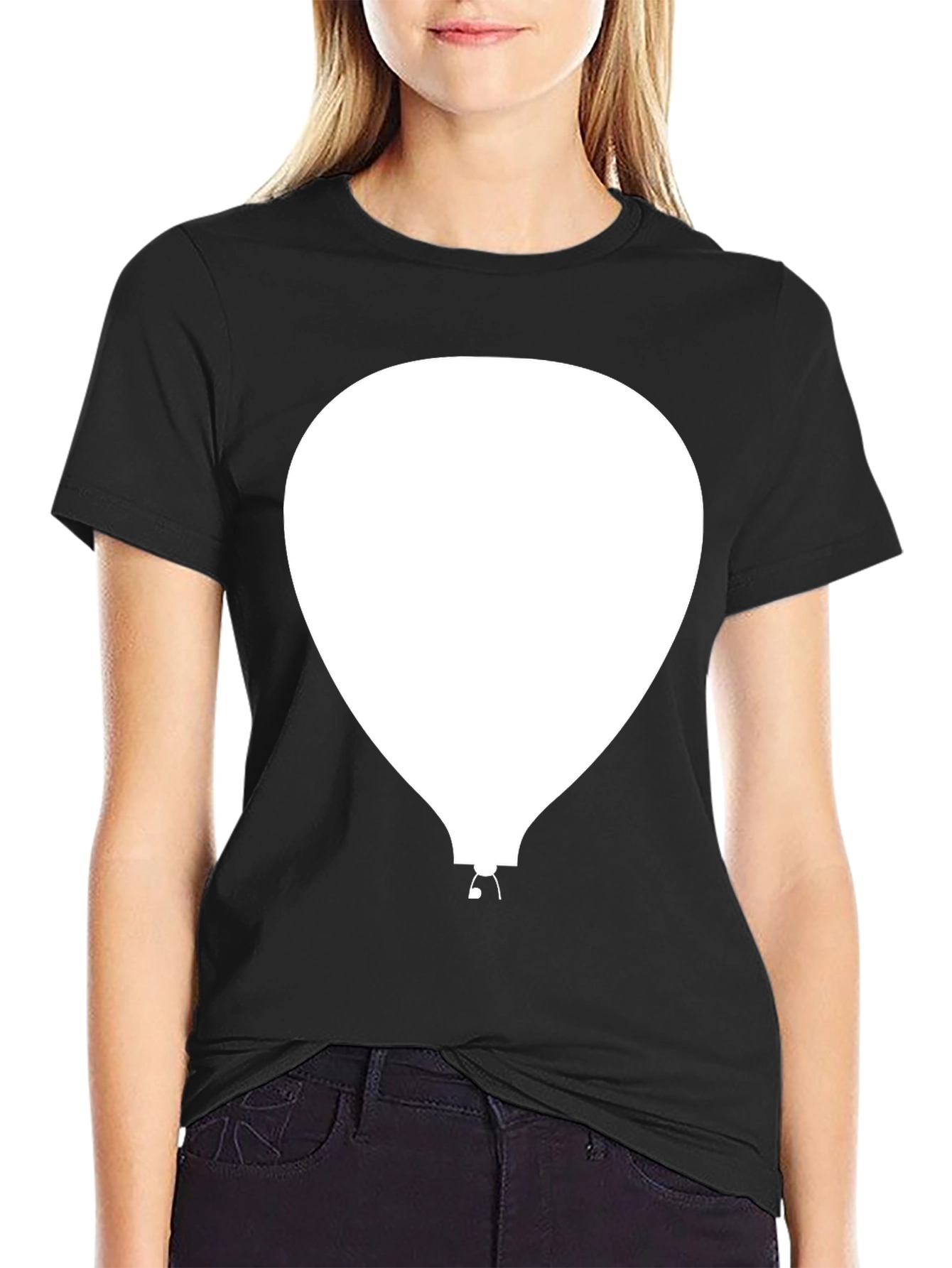 Black Men's Black T-Shirt with Balloon Graphic view 2