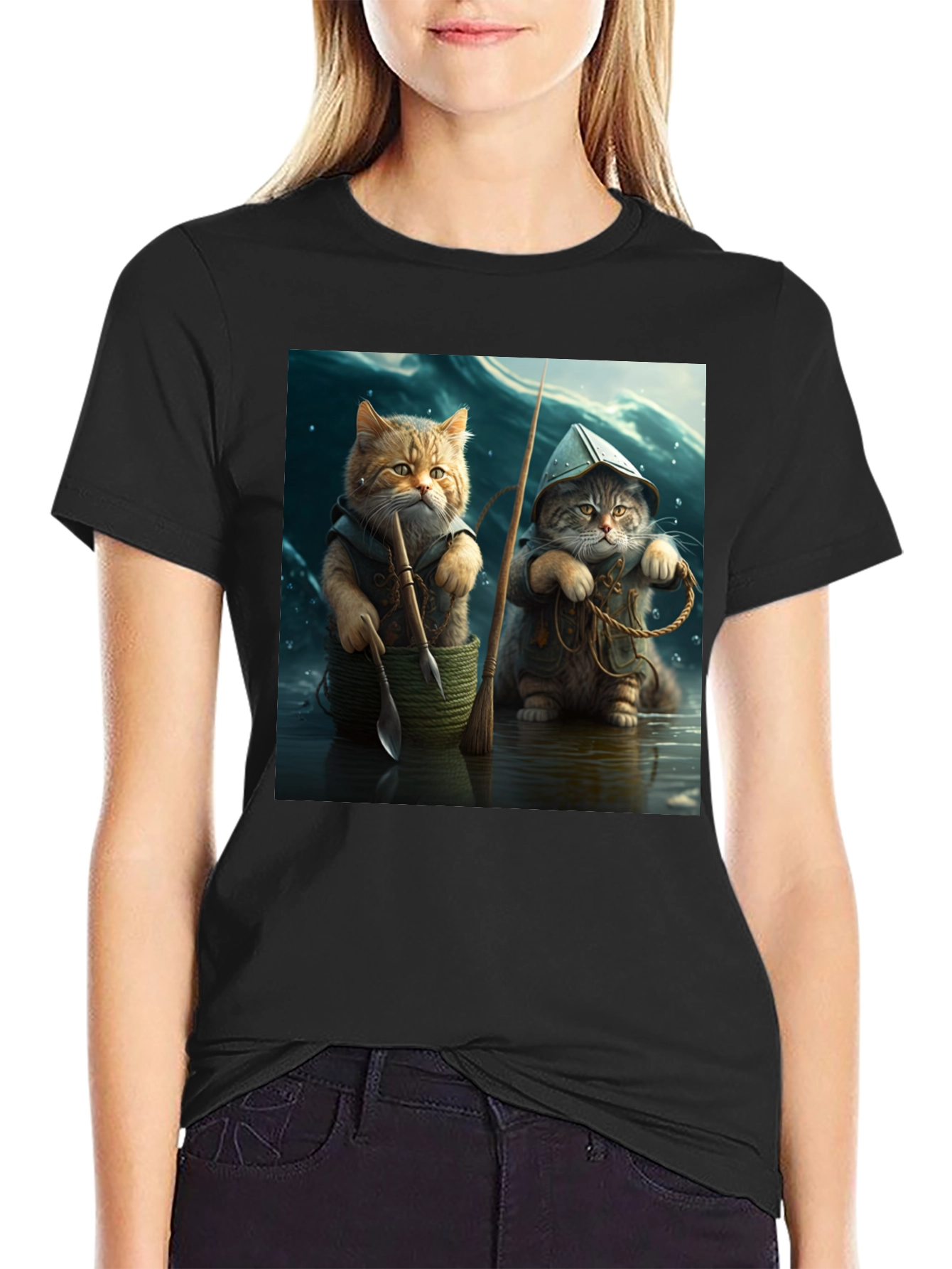 Black Cat Fishermen Graphic Tee view 2