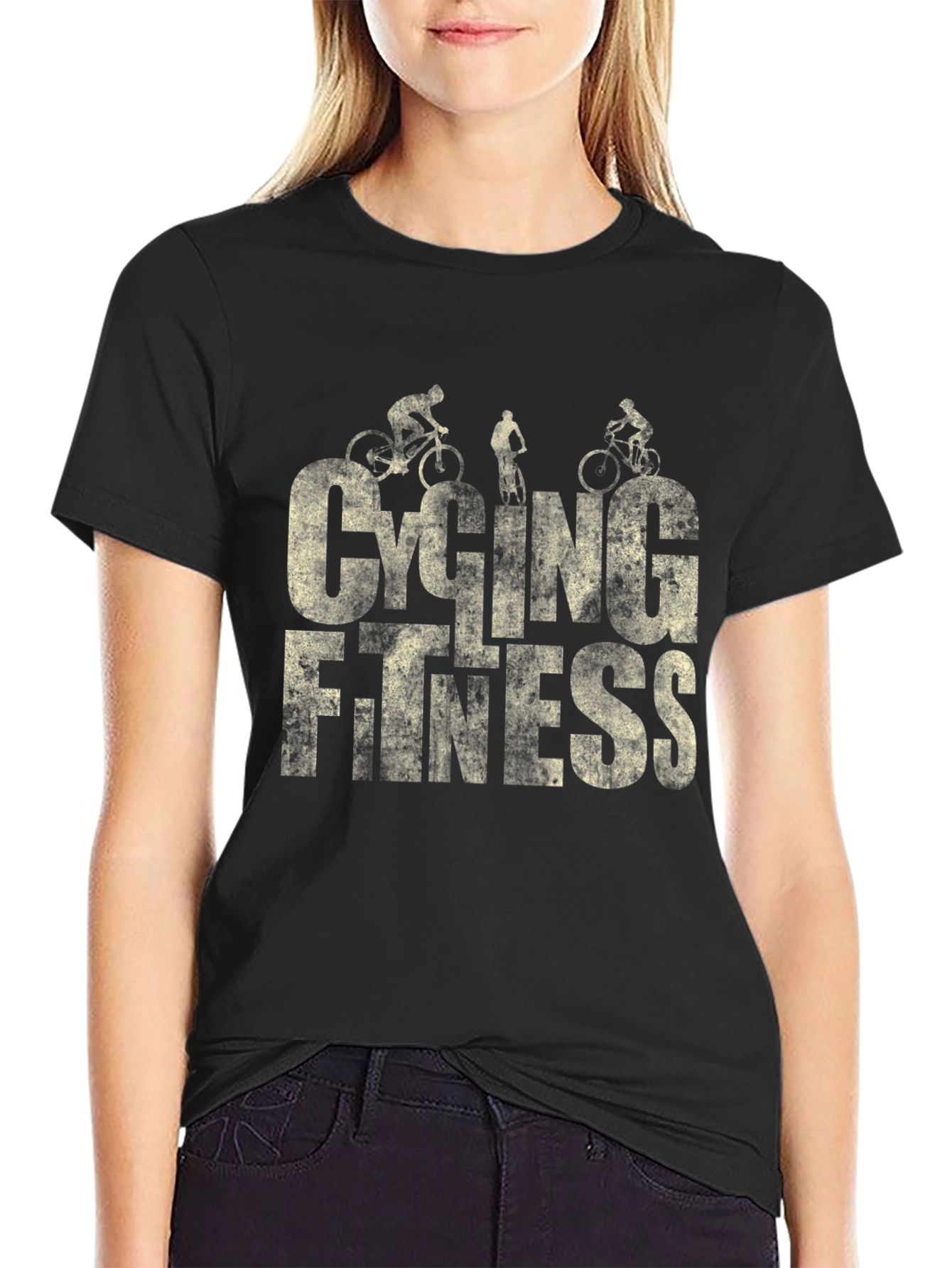 Black Cycling Fitness Graphic Tee - Black Cotton view 2