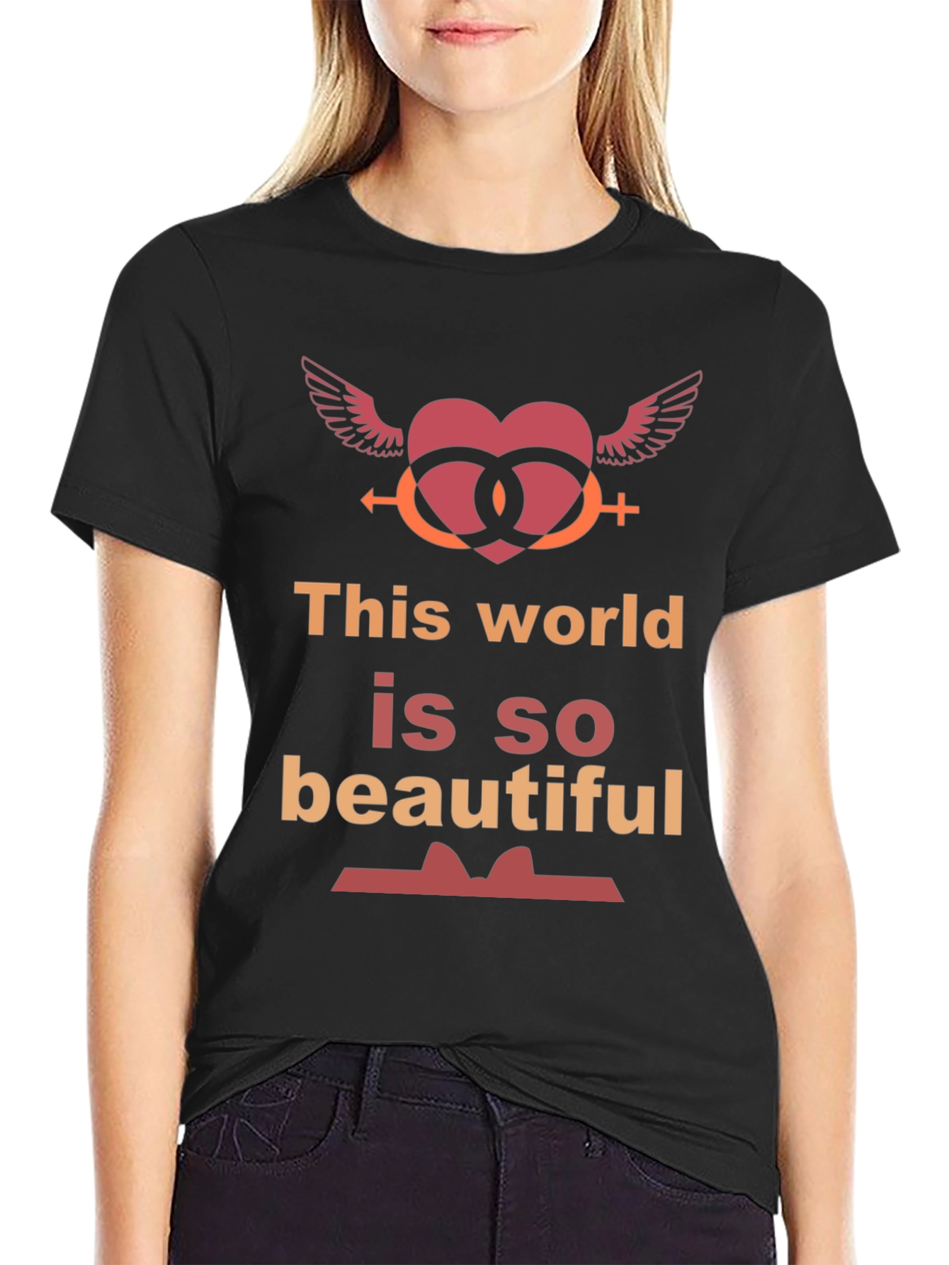 Black This World Is So Beautiful Graphic T-Shirt view 2