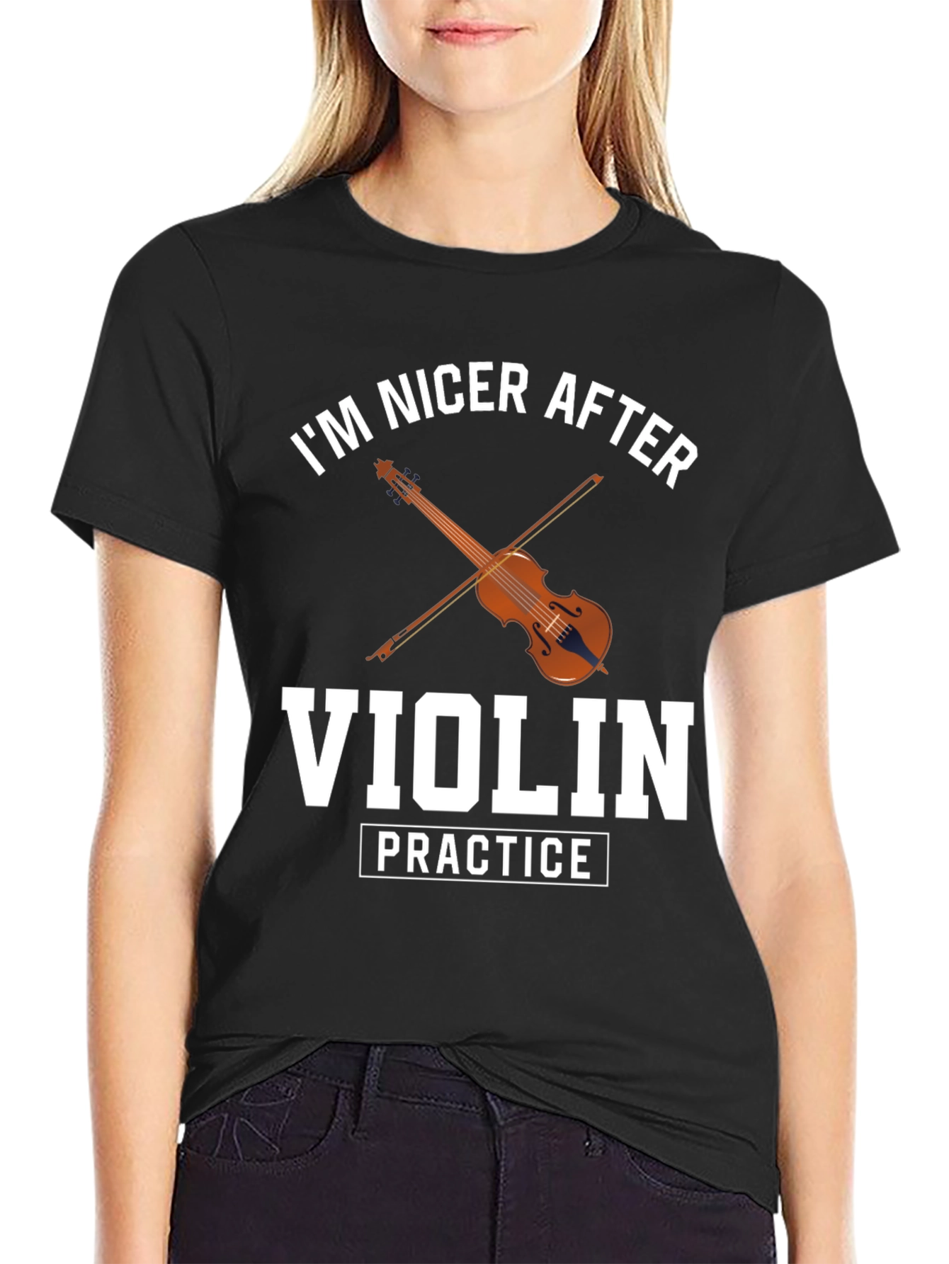 Black I'm Nicer After Violin Practice T-Shirt view 2