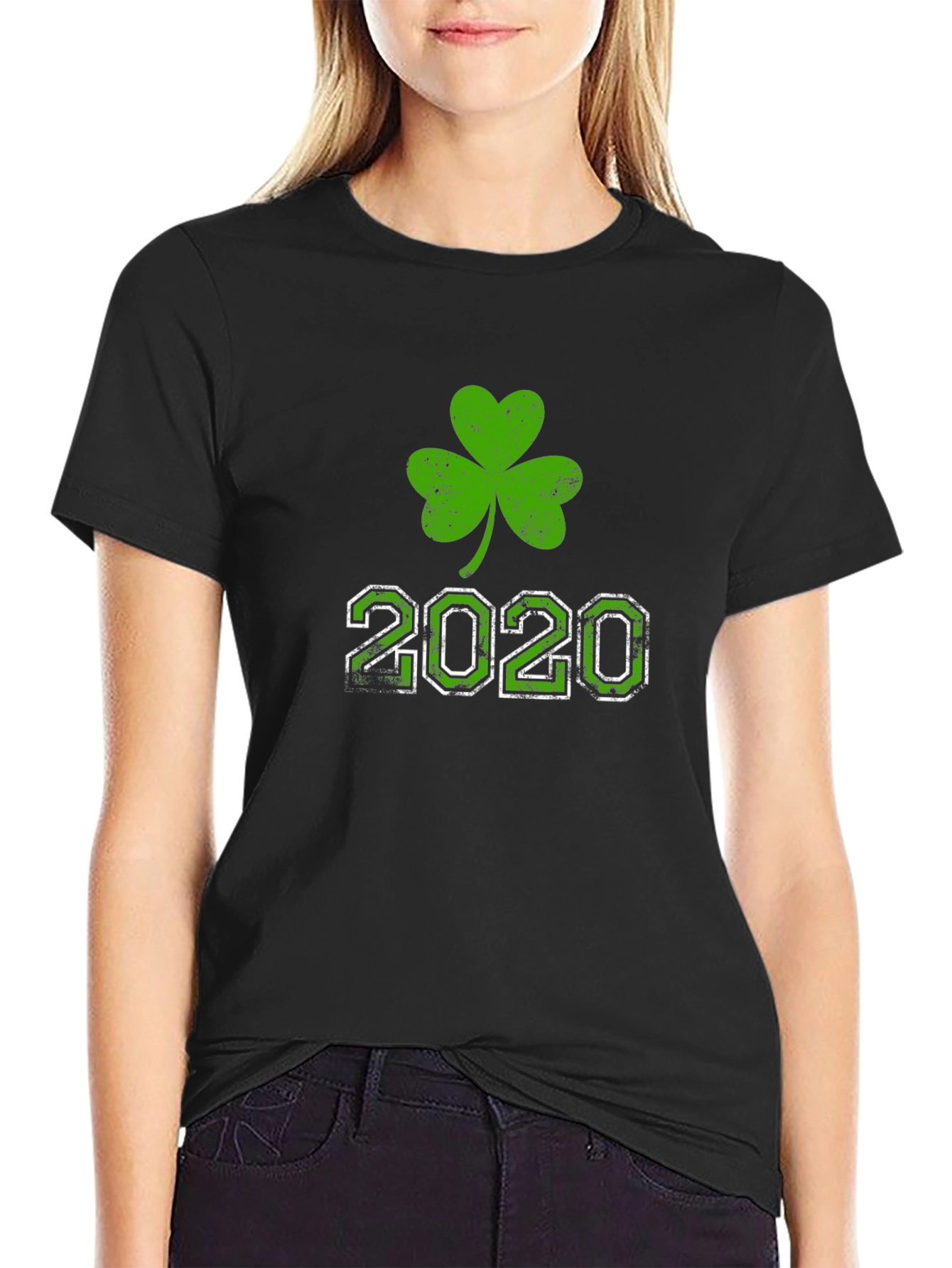 Black St. Patrick's Day 2020 Shamrock Graphic Tee view 2