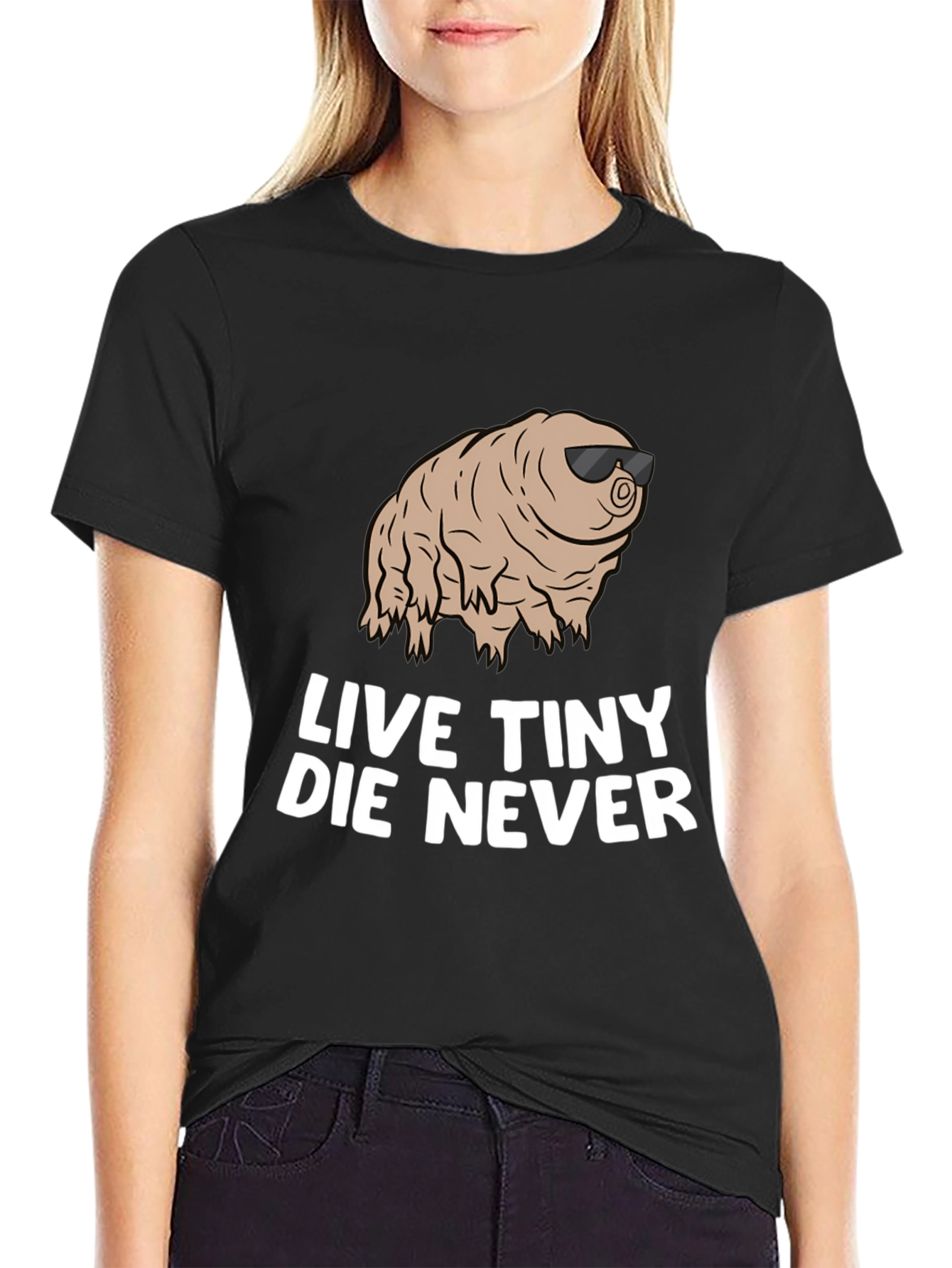 Black Live Tiny Die Never Funny Tardigrade T-Shirt view 2