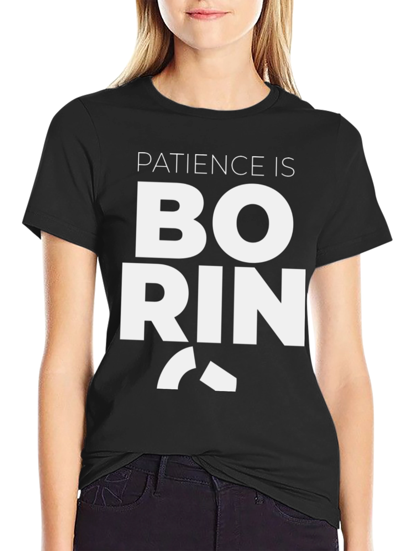 Black Patience is Boring Graphic Tee - Black view 2