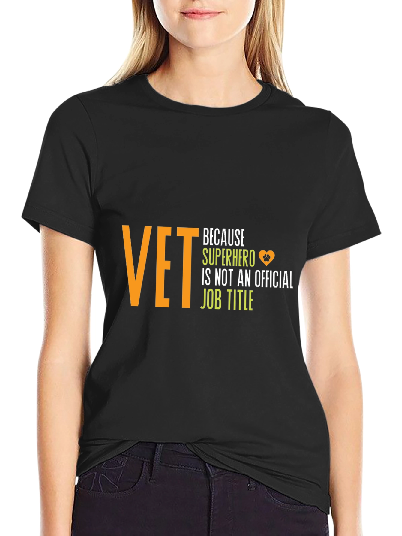 Black Vet Superhero T-Shirt - Black Cotton Tee view 2