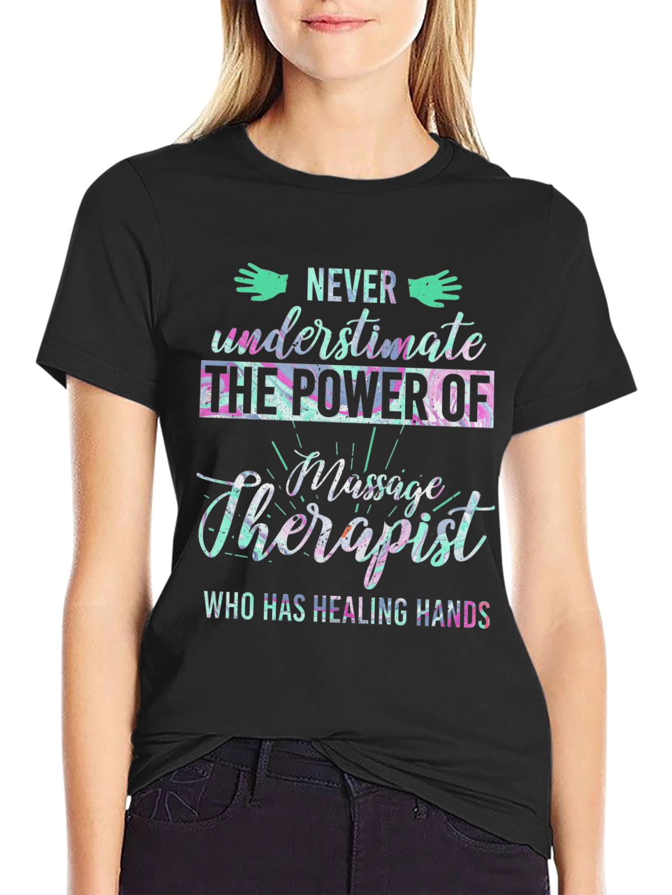 Massage Therapist Healing Hands Graphic T-Shirt - 2