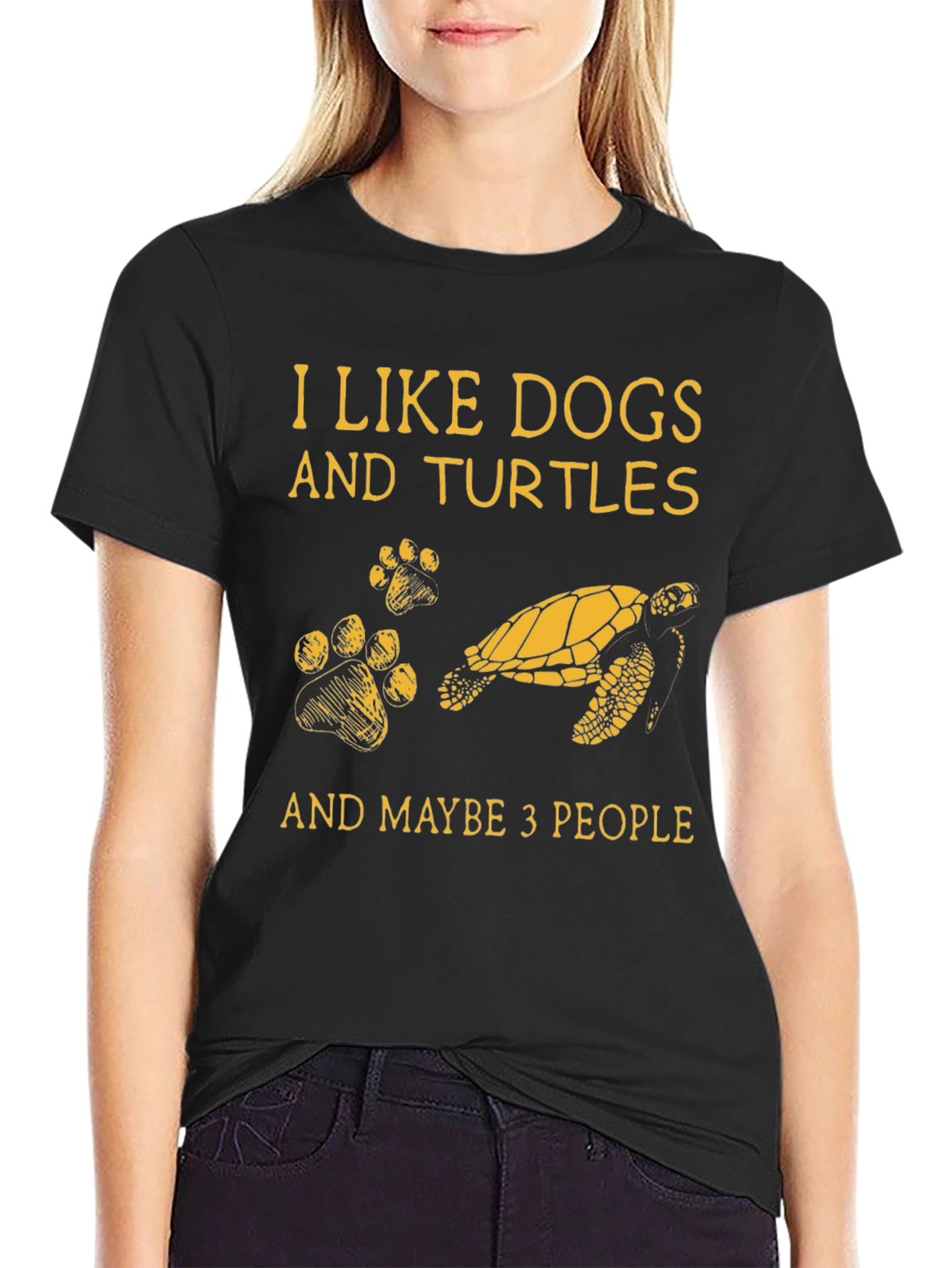 Black I Like Dogs and Turtles T-Shirt view 2