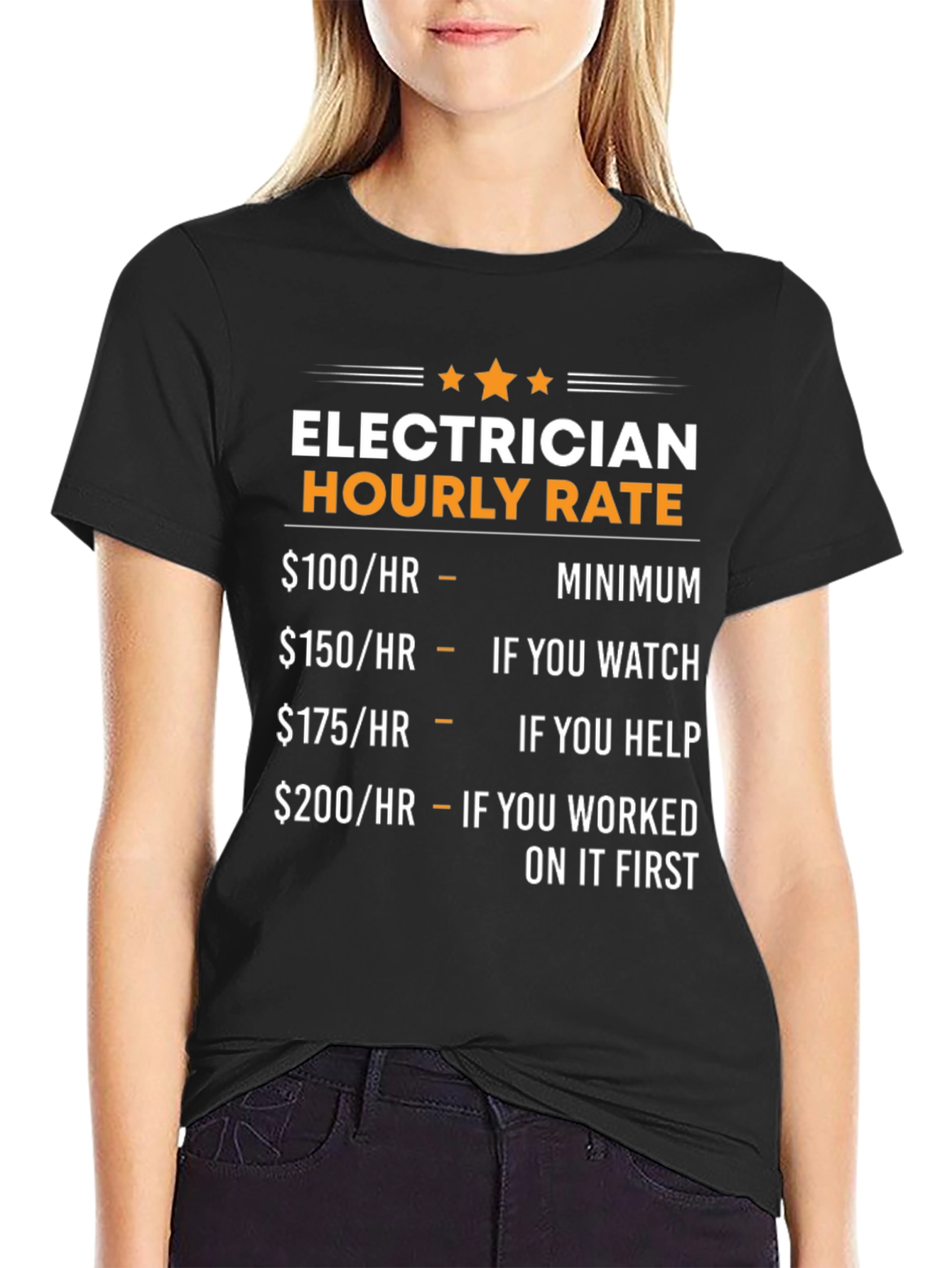 Black Electrician Hourly Rate Novelty Graphic Tee view 2
