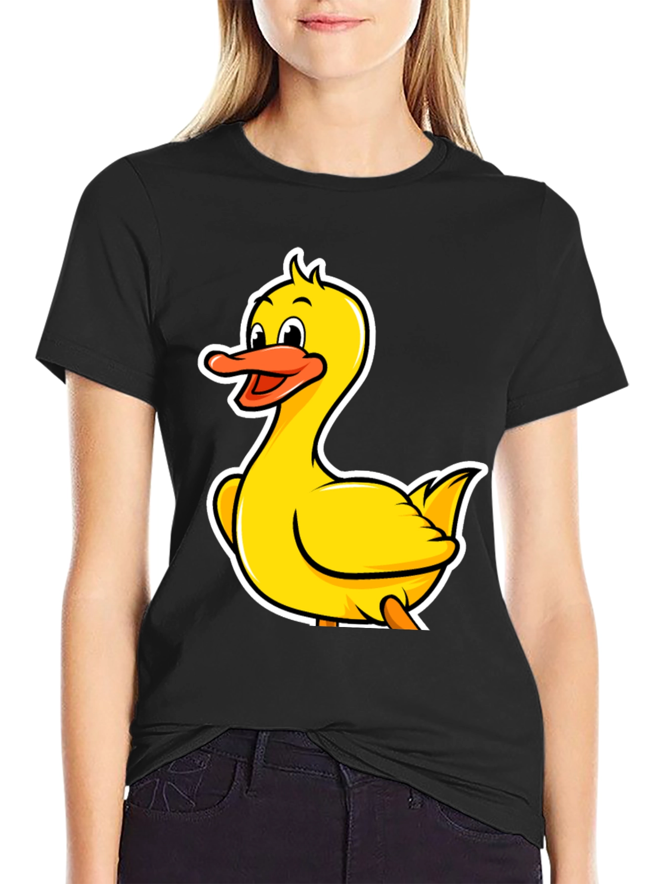 Black Duck Cartoon Black T-Shirt view 2
