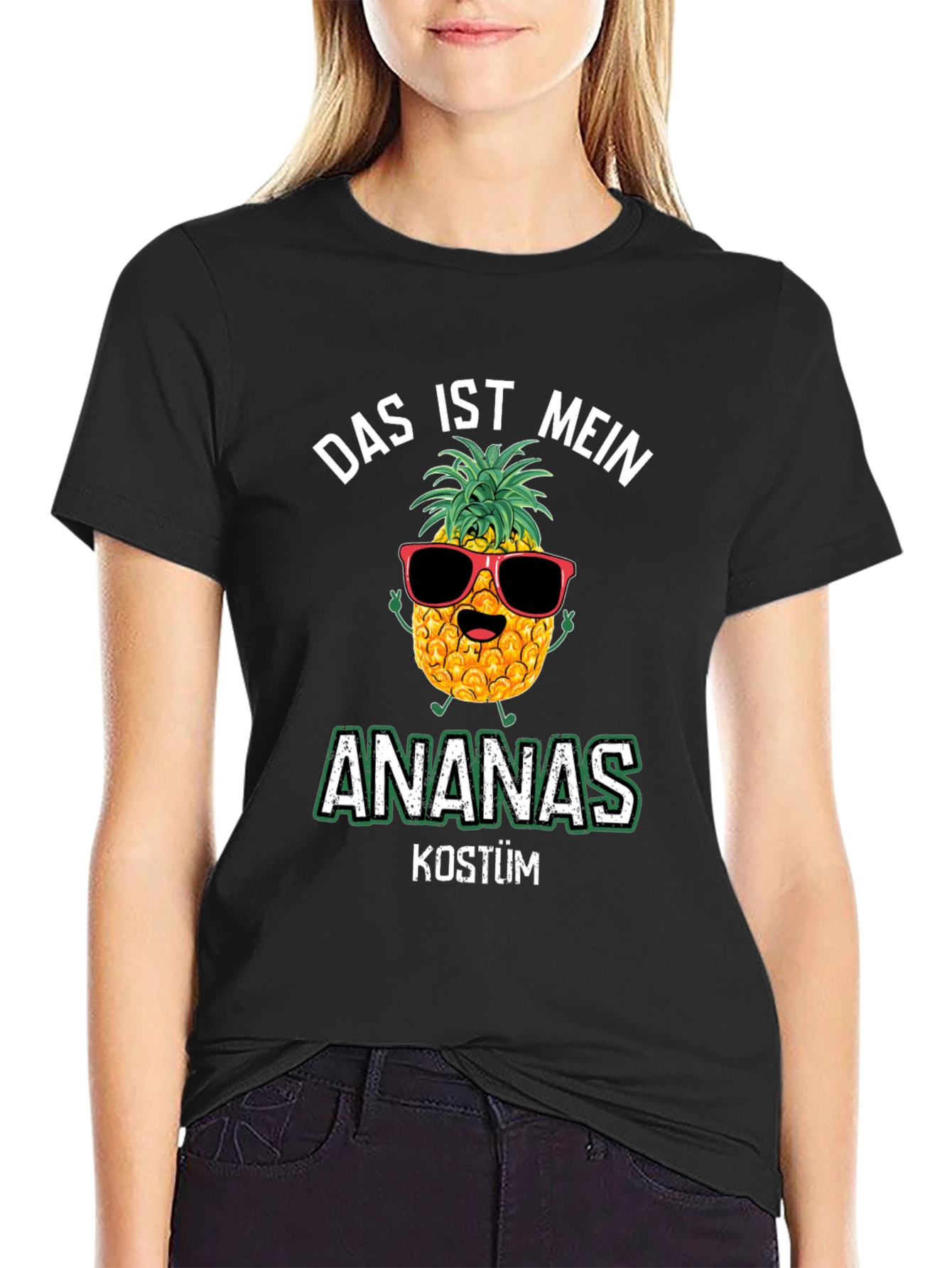 Black Das ist mein Ananas Kostüm Funny German Pineapple T-Shirt view 2