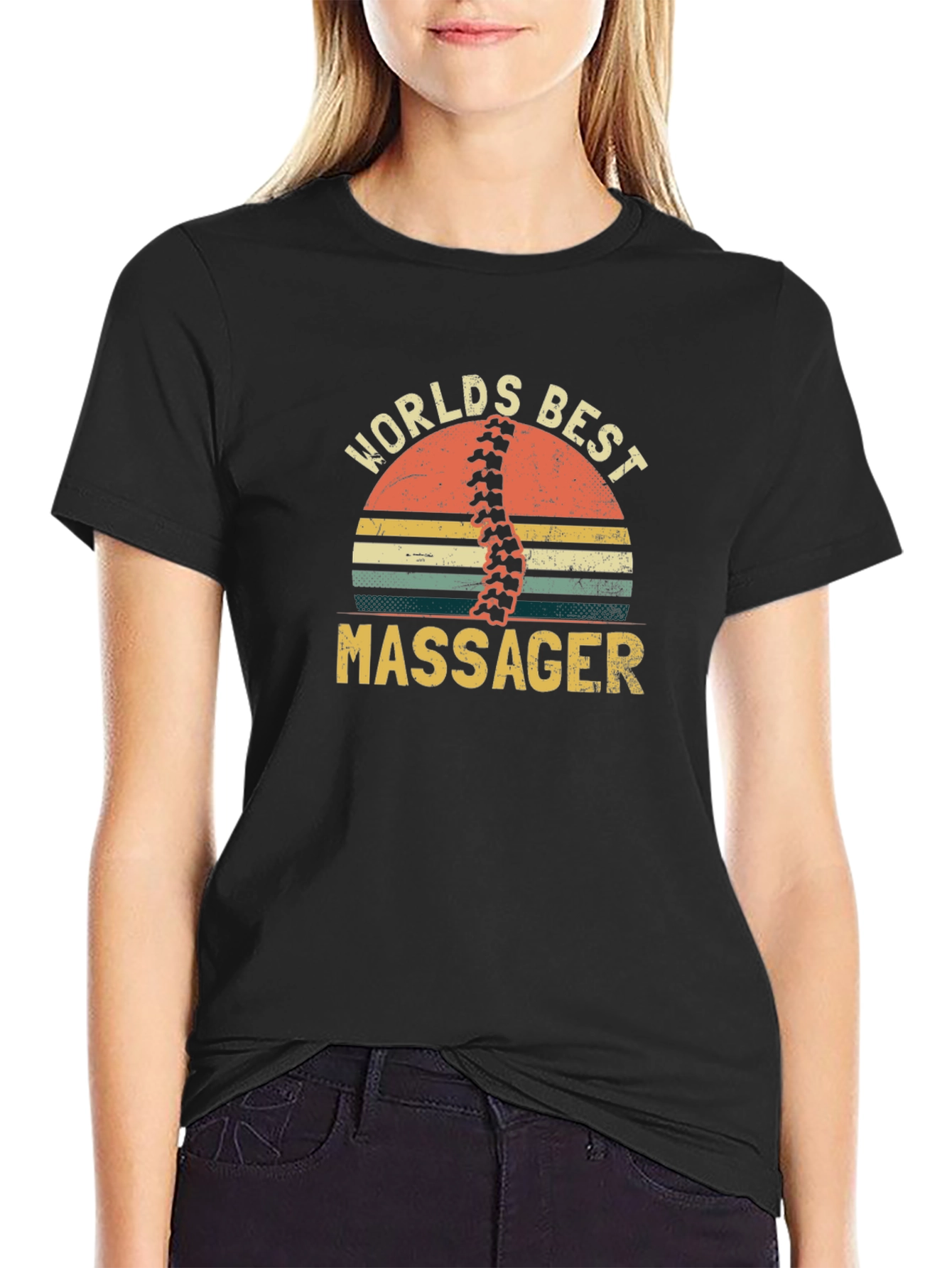 Black World's Best Massager Graphic T-Shirt view 2