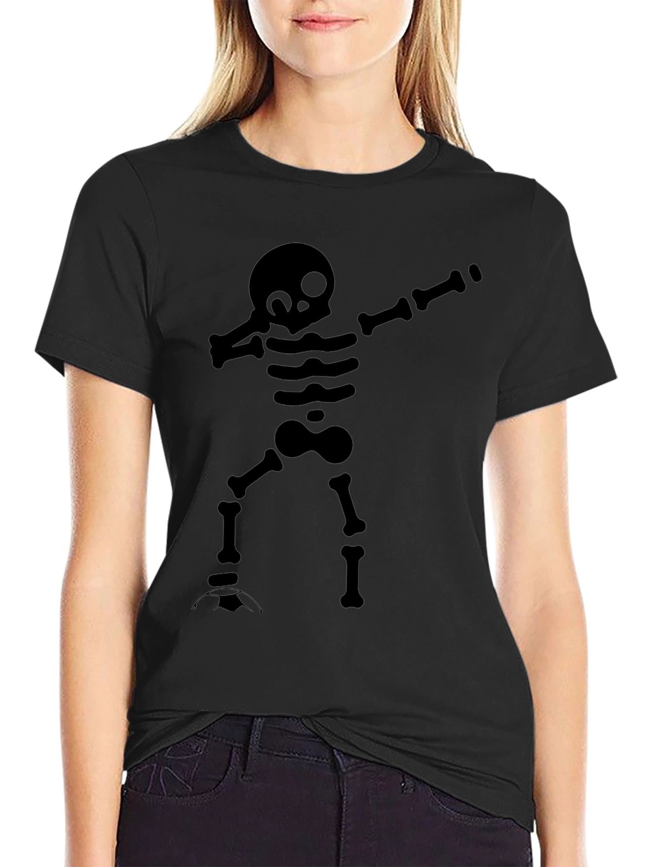 Black Skeleton Dab T-Shirt - Funny Halloween Tee view 2
