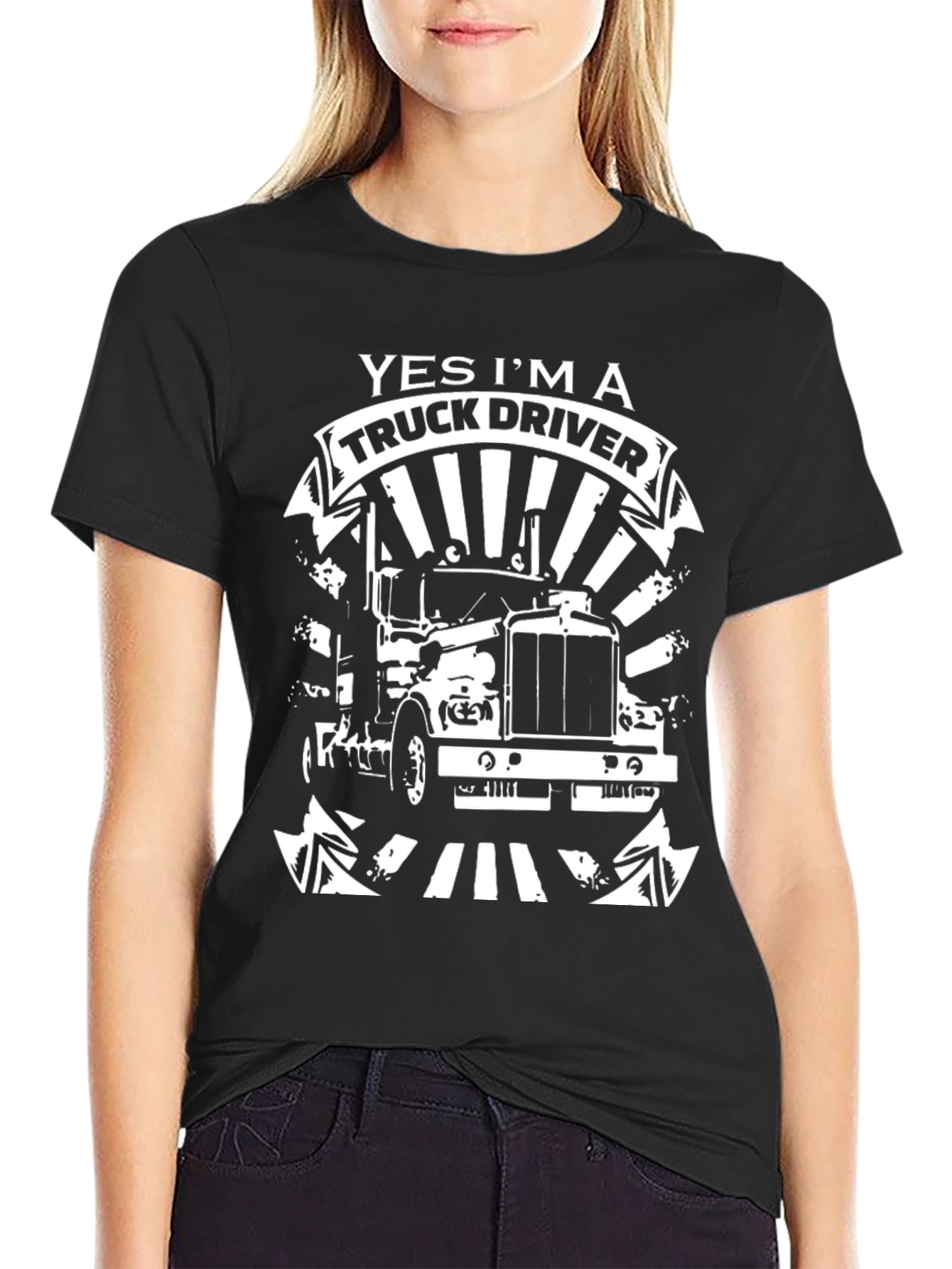 Black Yes I'm A Truck Driver T-Shirt - Black Graphic Tee view 2