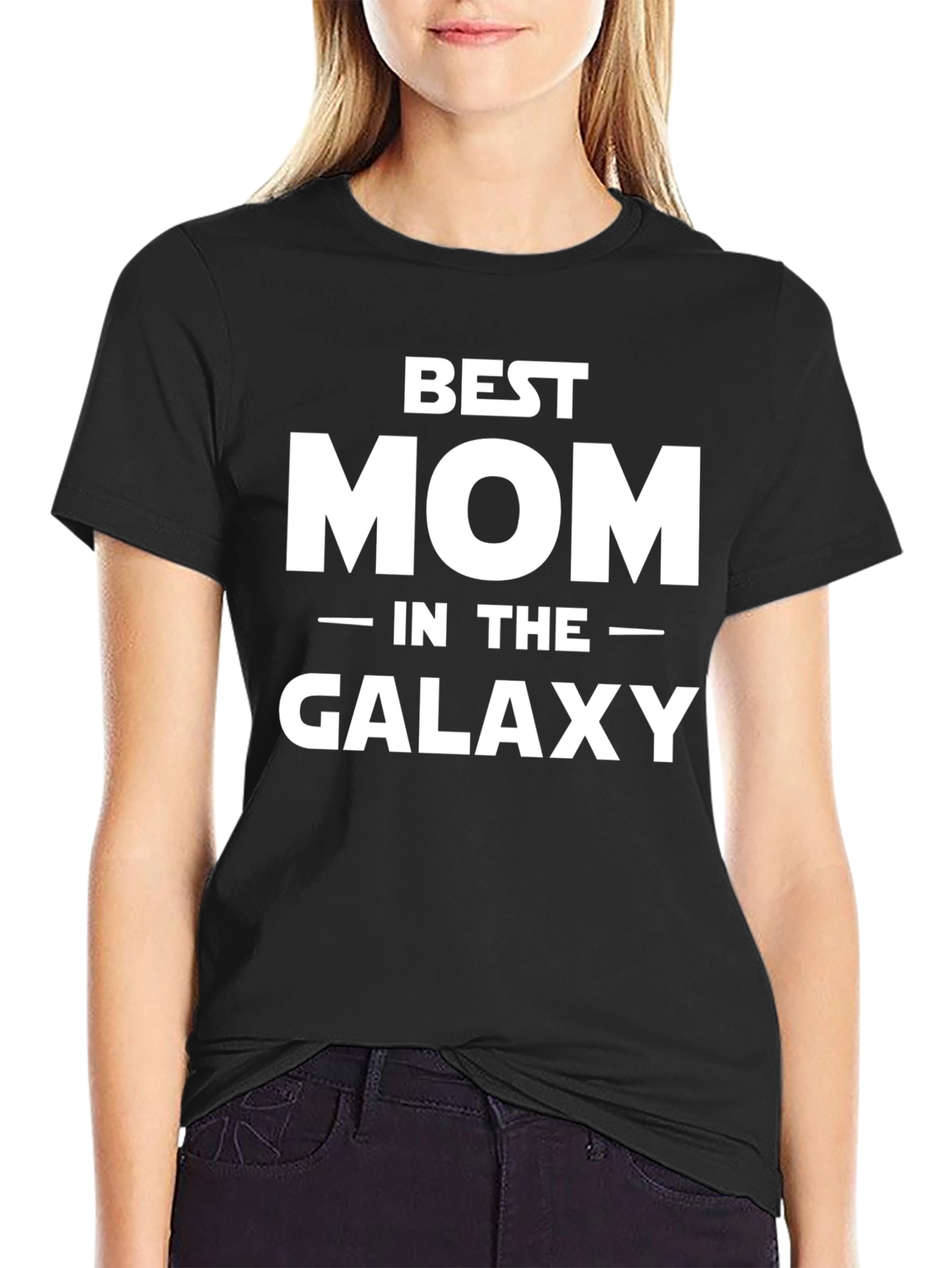 Black Best Mom in the Galaxy T-Shirt - Black view 2