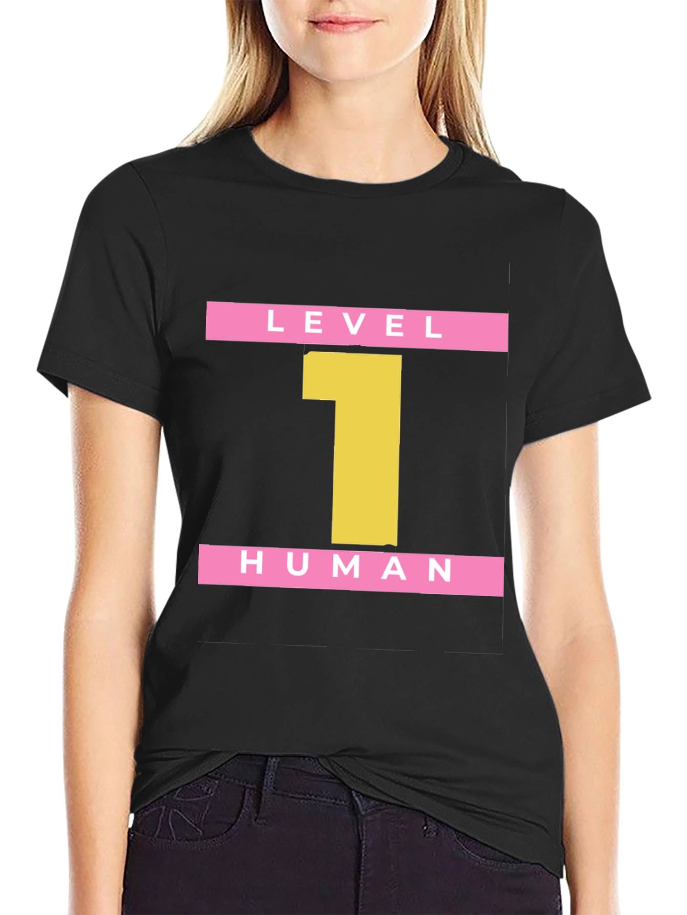 Black Level 1 Human Black Graphic Tee view 2