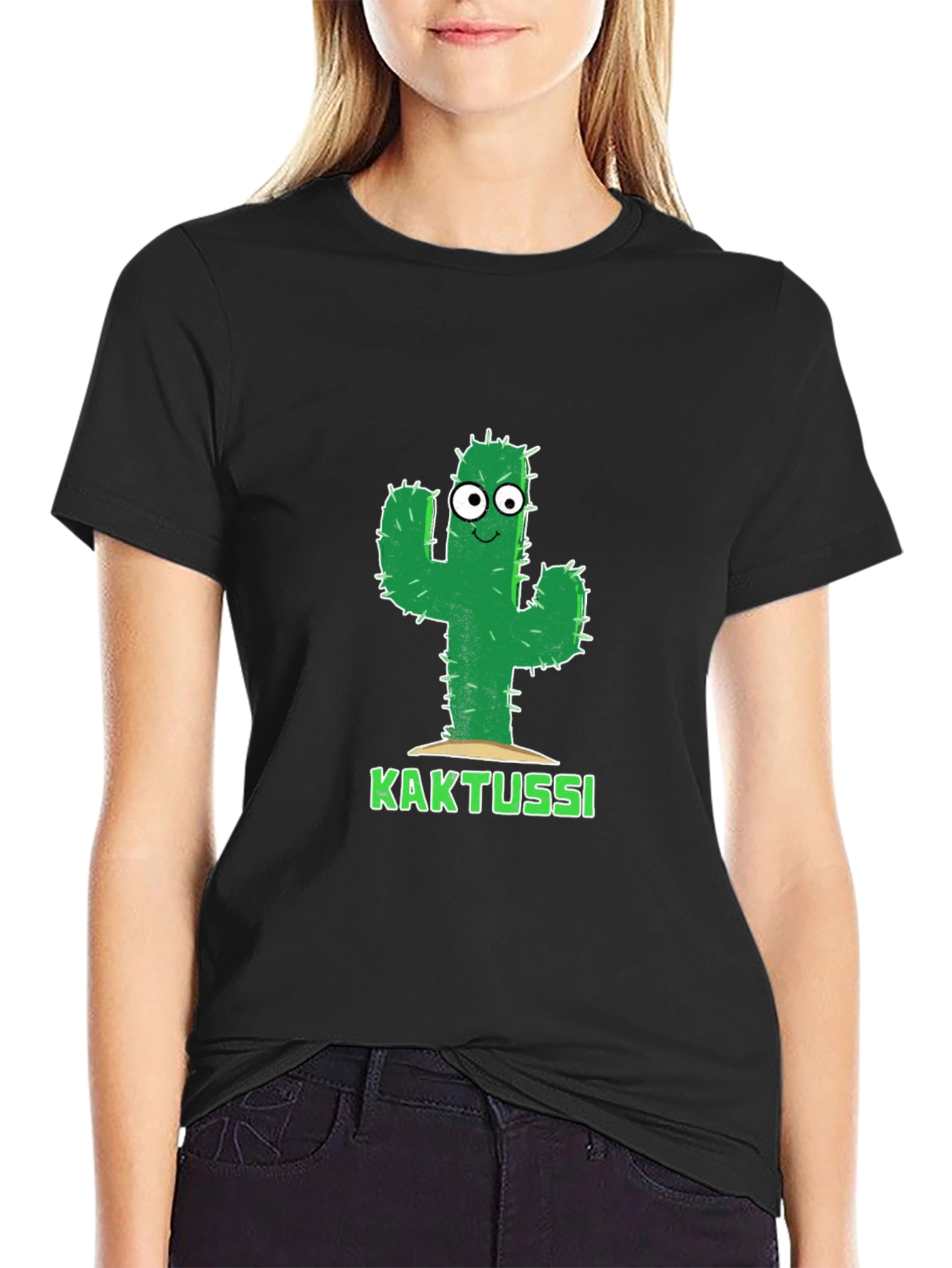 Black Funny Cactus T-Shirt - Kaktussi Design view 2