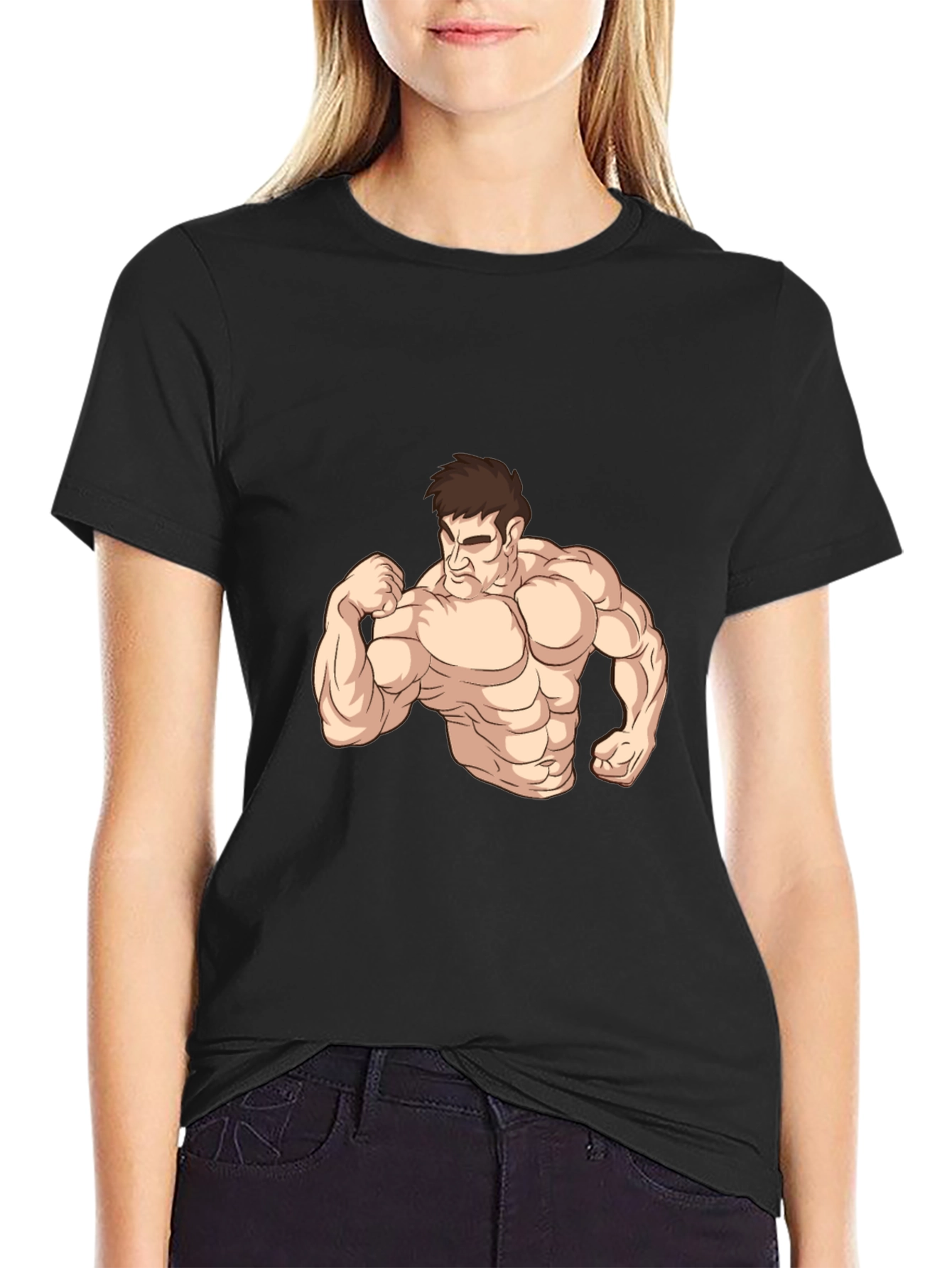 Black Muscle Man Graphic Tee - Black Cotton Comfort view 2