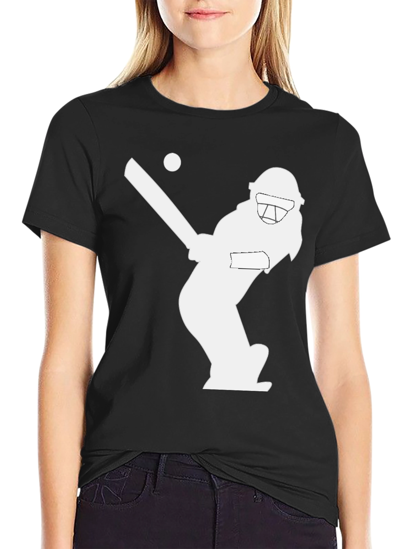 Black Cricket Player Graphic T-Shirt - Stylish Black Tee view 2