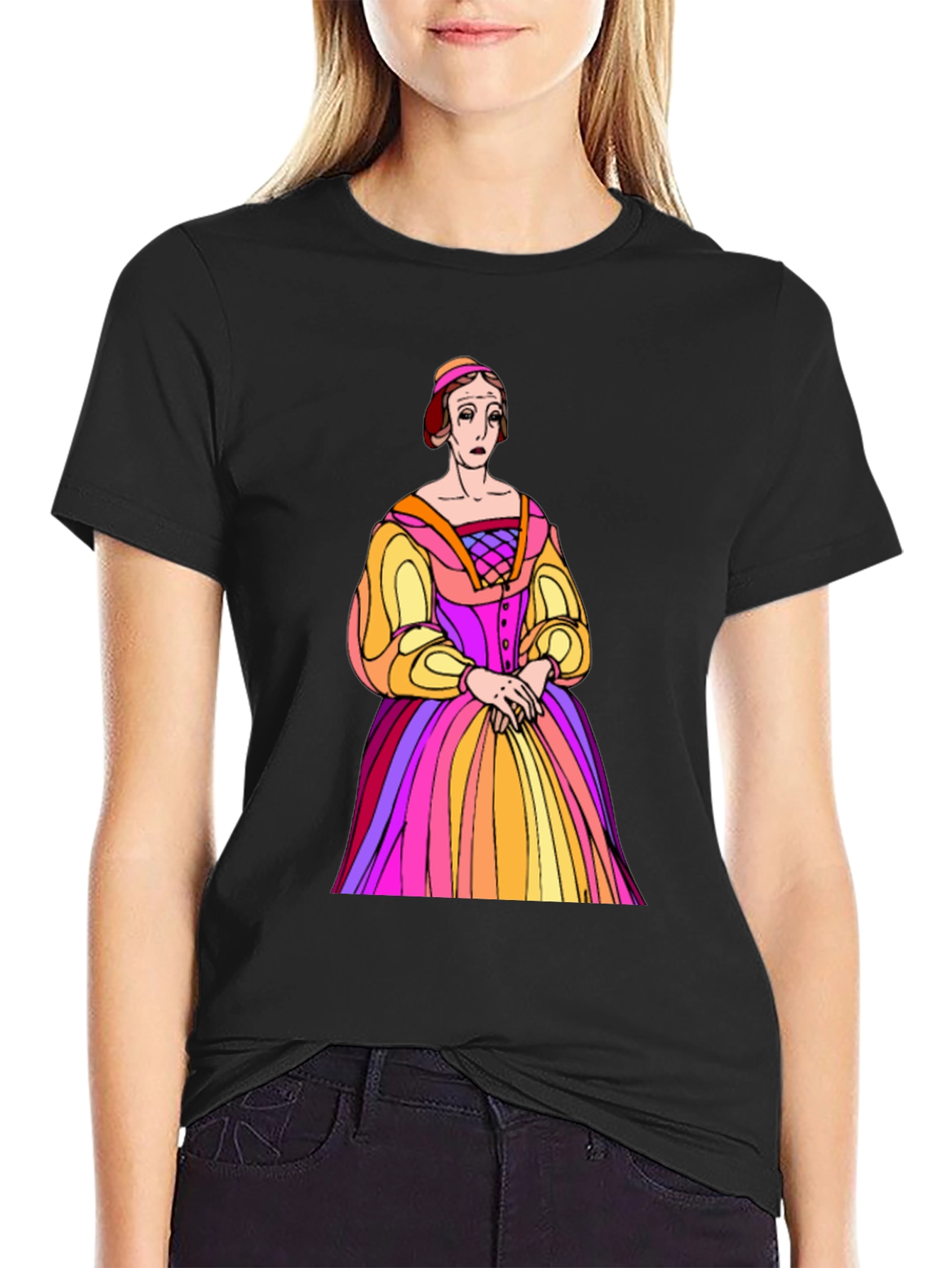 Black Renaissance Portrait T-Shirt - Unique Art Tee view 2