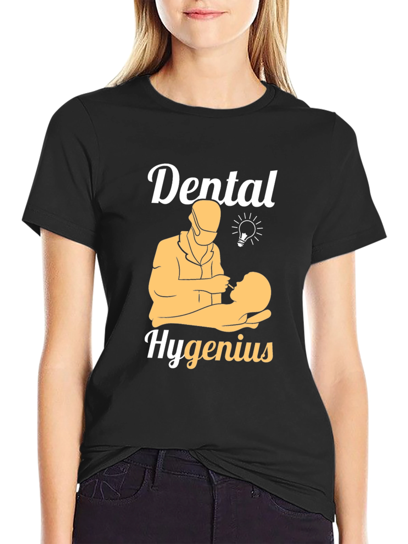 Black Dental Hygenius T-Shirt Dentist Humor Tee view 2