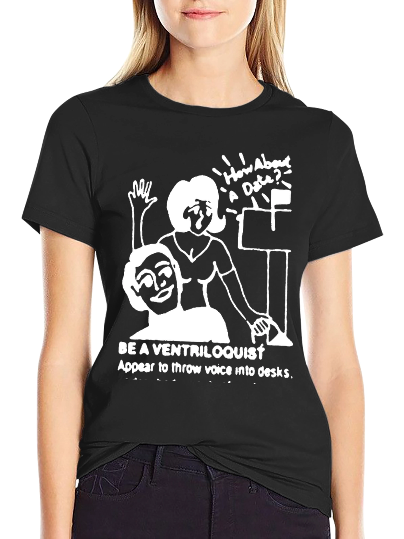 Black Ventriloquist Humor Graphic T-Shirt view 2