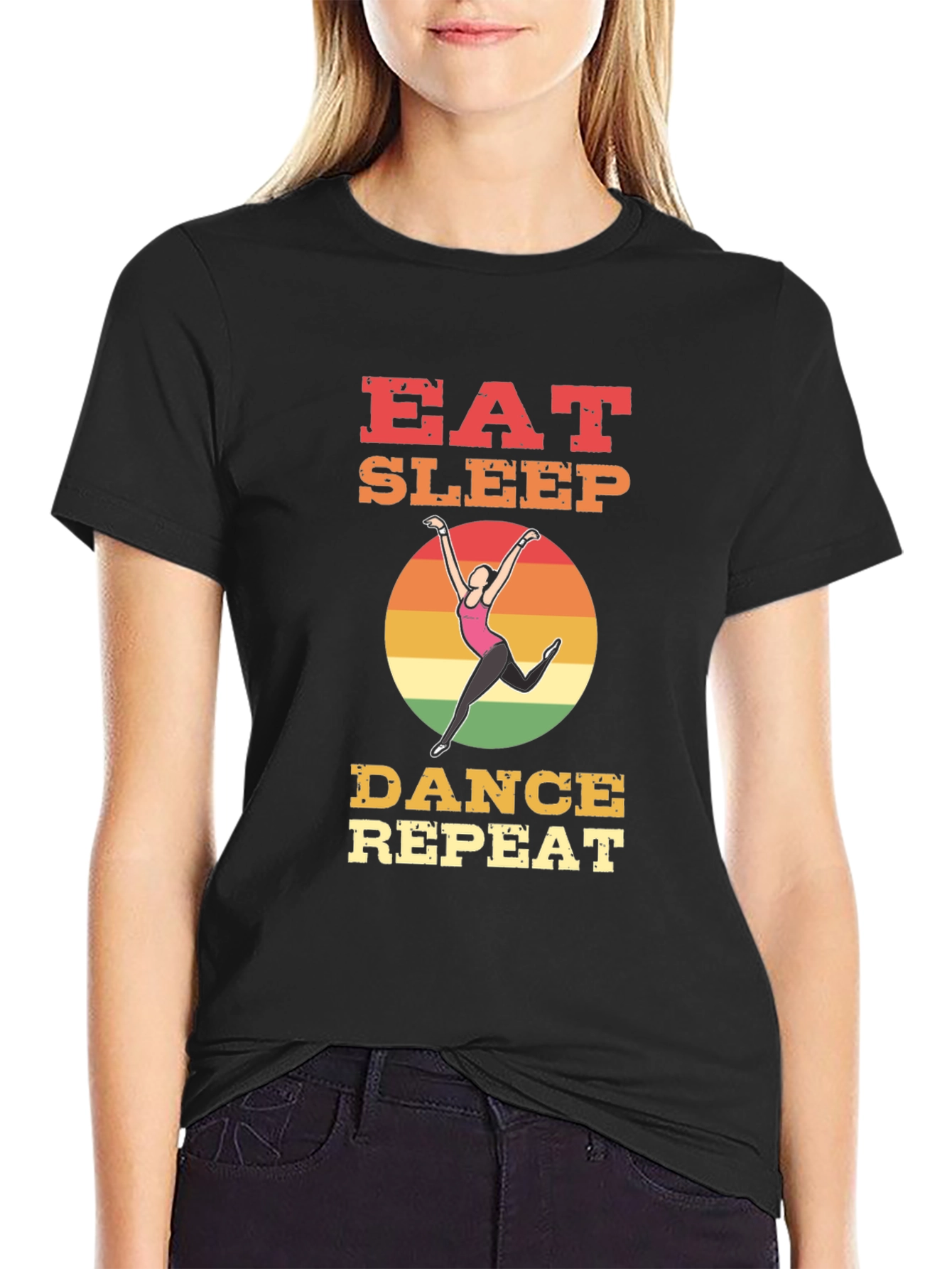 Black Eat Sleep Dance Repeat T-Shirt - Dancer's Life view 2