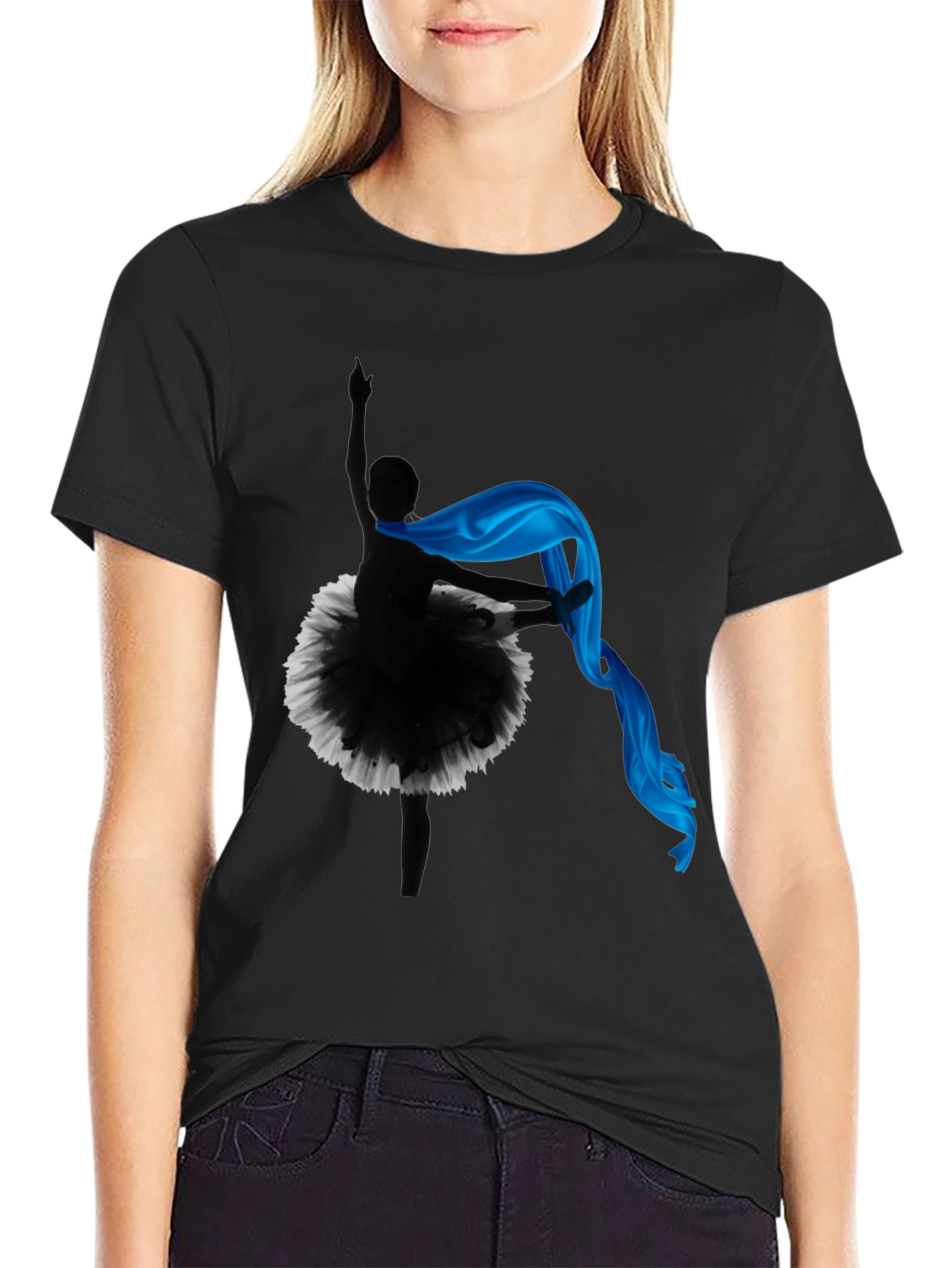 Black Ballerina Silhouette T-Shirt view 2