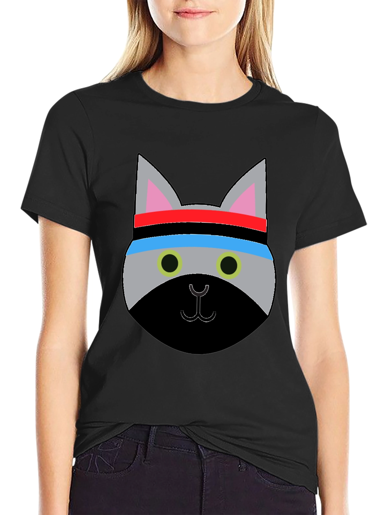 Black Cool Cat Workout T-Shirt - Funny Graphic Tee view 2