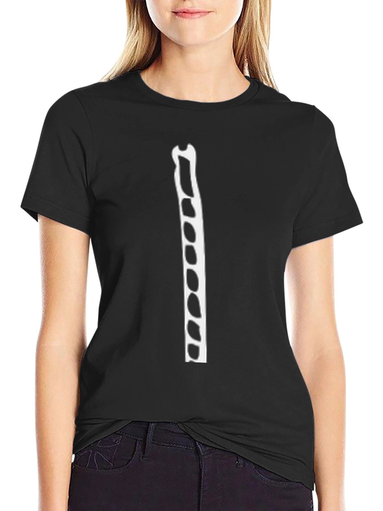Black Black T-Shirt with Spine Print view 2