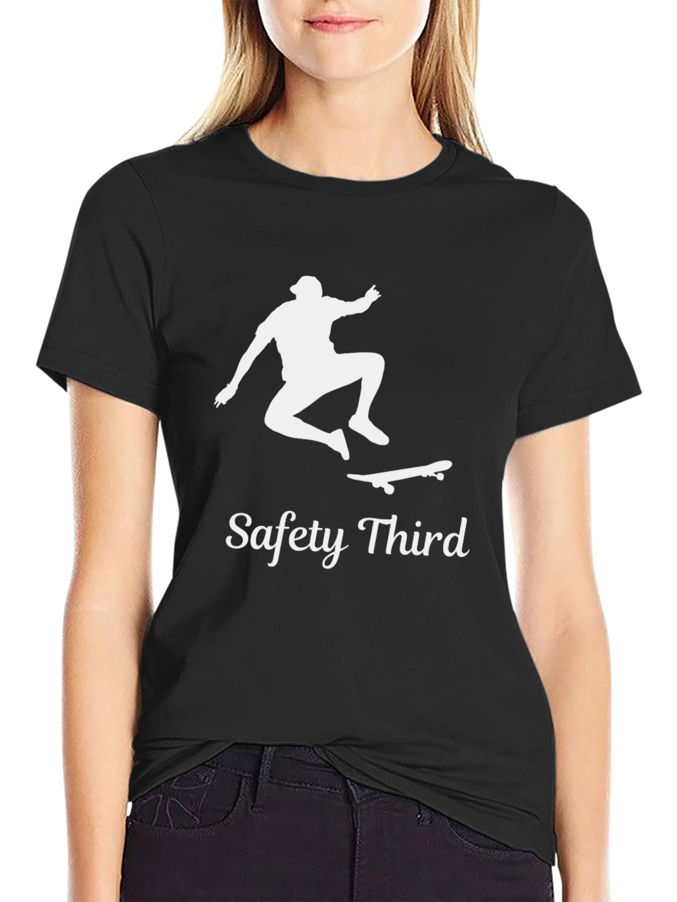 Black Safety Third Skateboard Graphic T-Shirt view 2