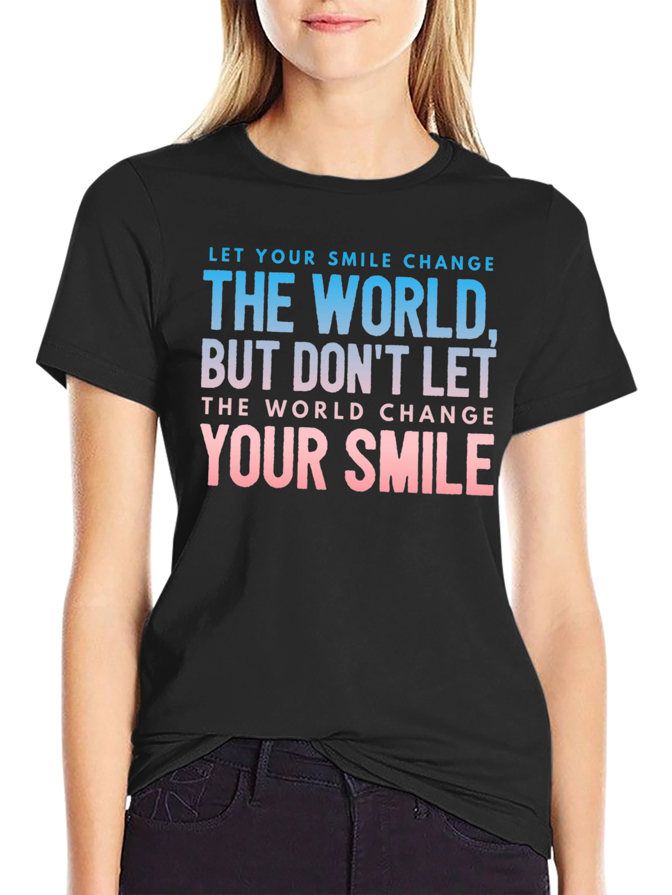 Black Smile Change The World Graphic T-Shirt view 2