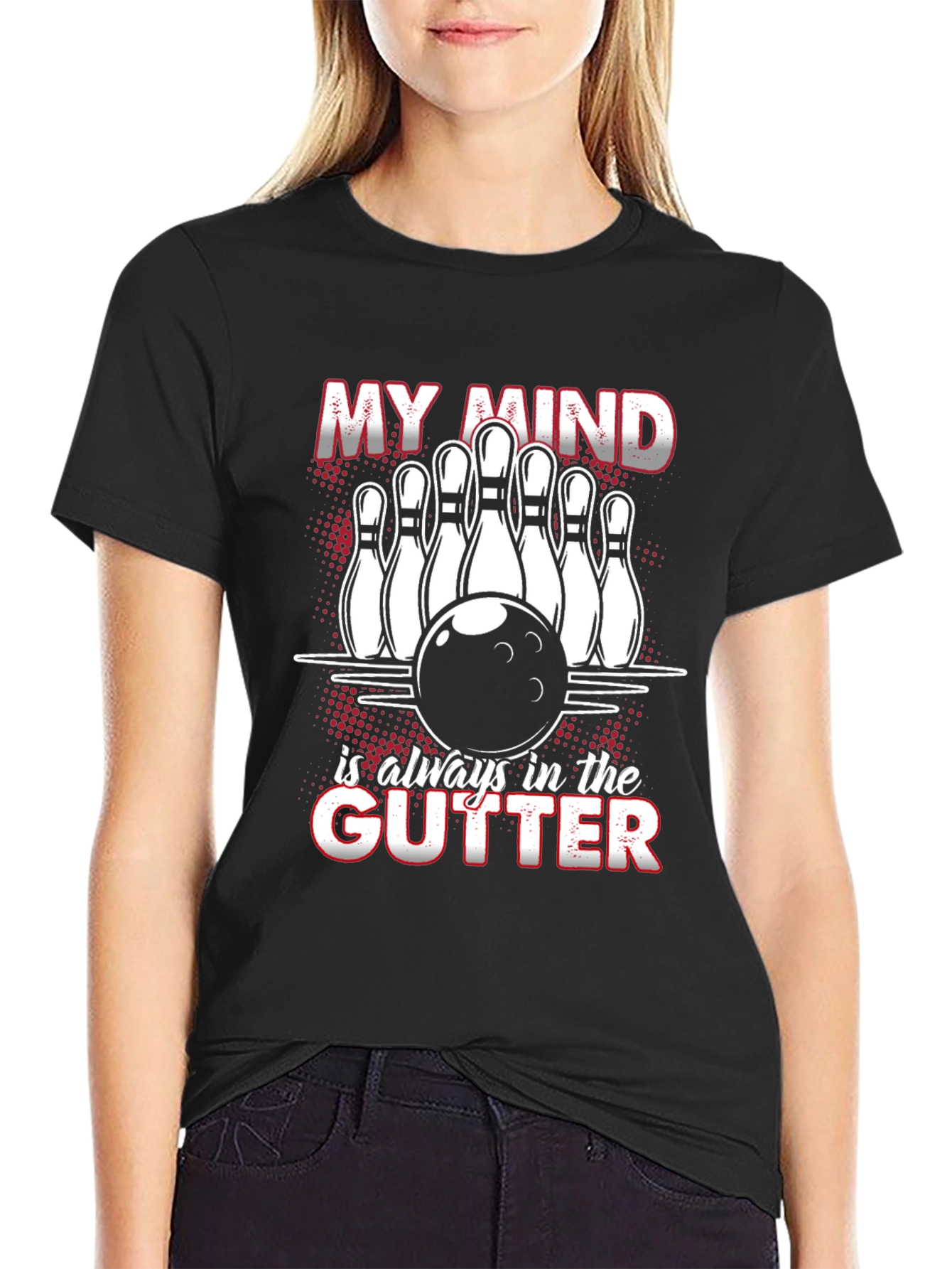 Black Bowling Mind T-Shirt Funny Graphic Tee view 2