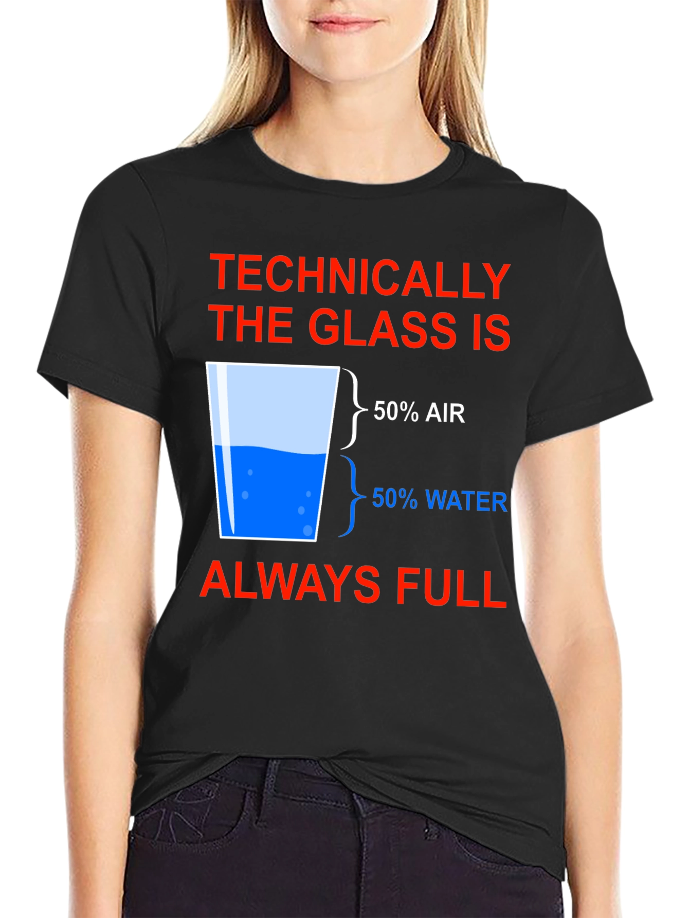 Black Technically Full Glass Humor T-Shirt view 2