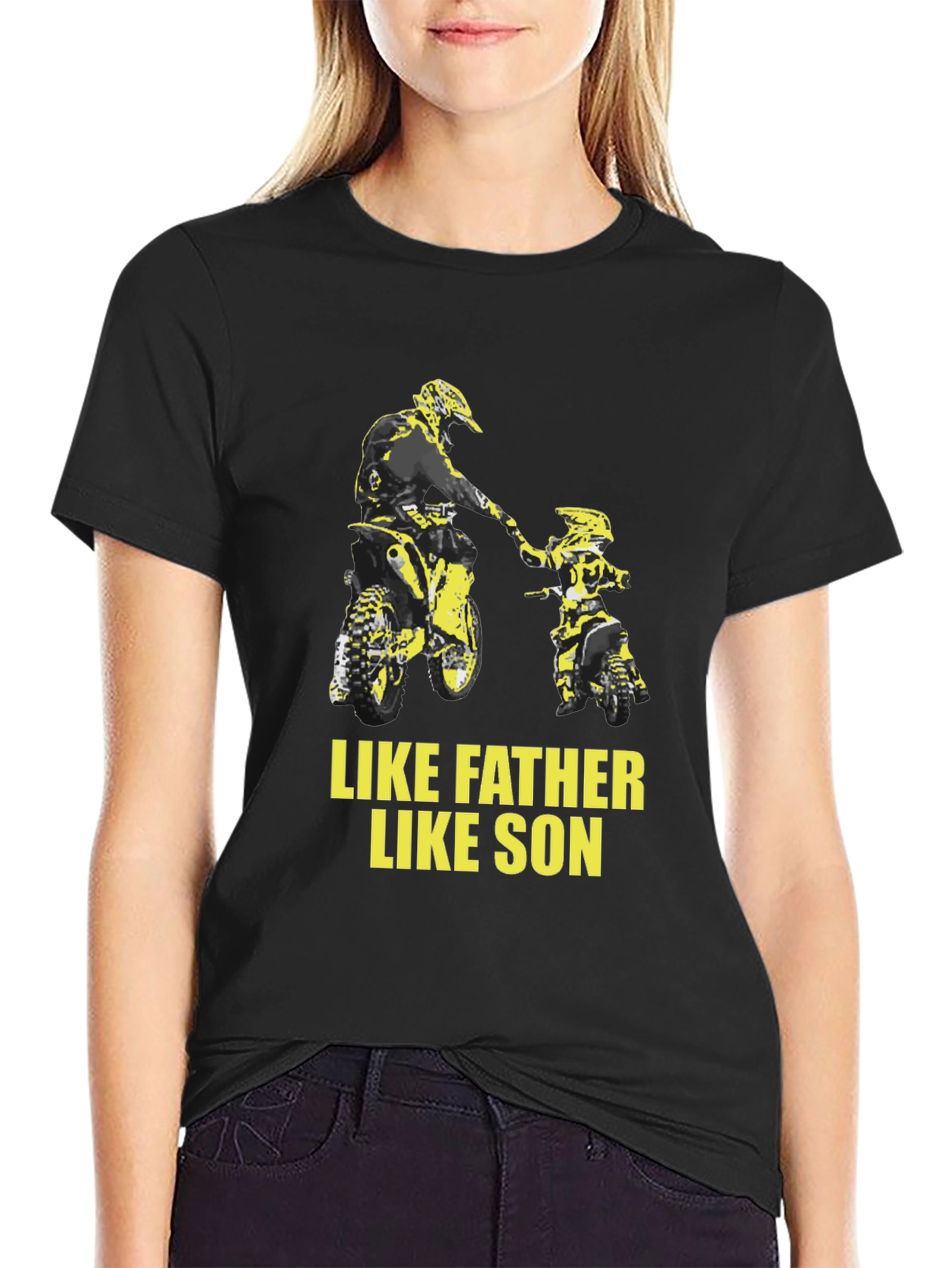 Black Like Father Like Son Motocross Graphic Tee view 2