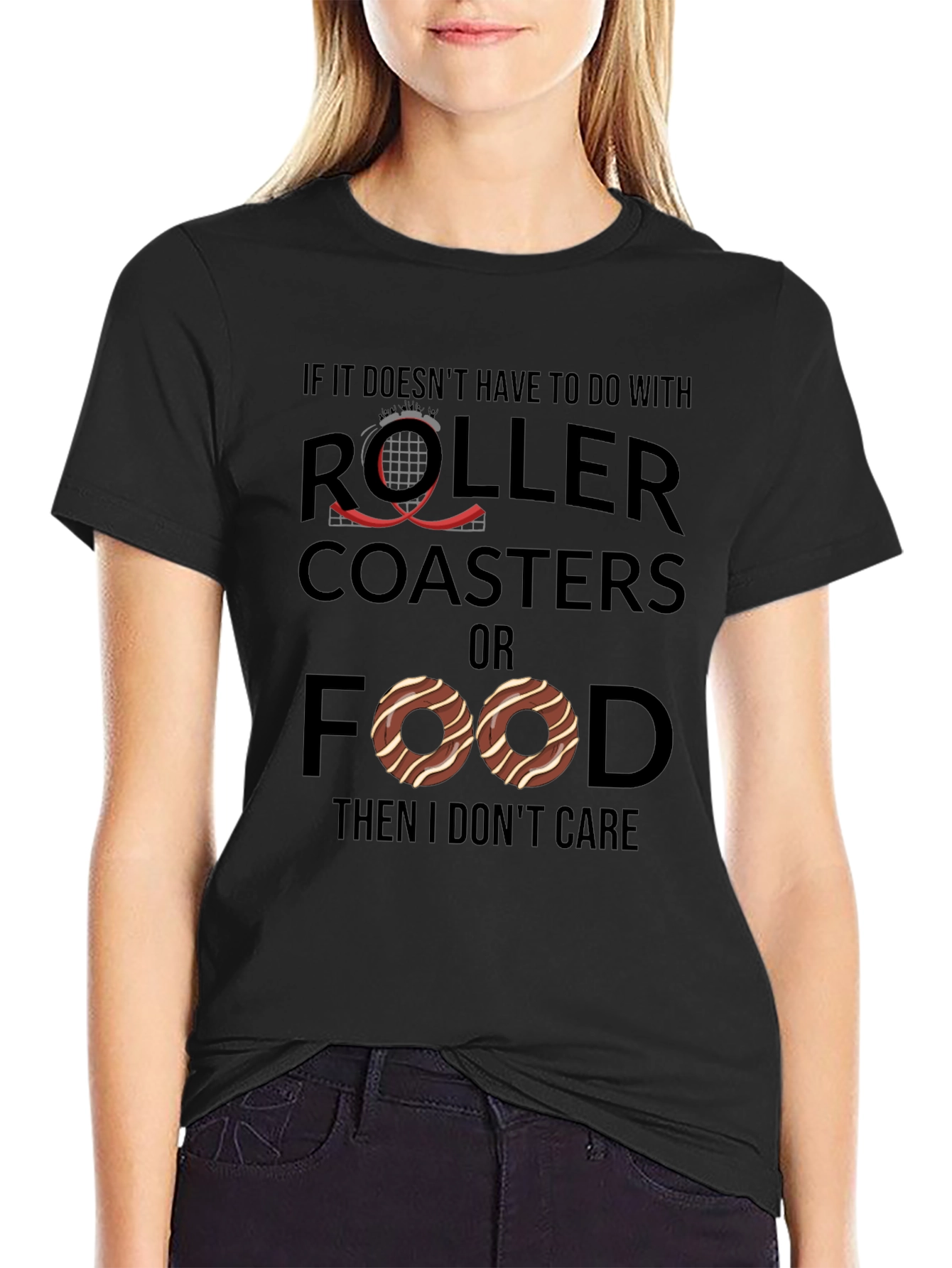 Black Roller Coasters & Food T-Shirt view 2