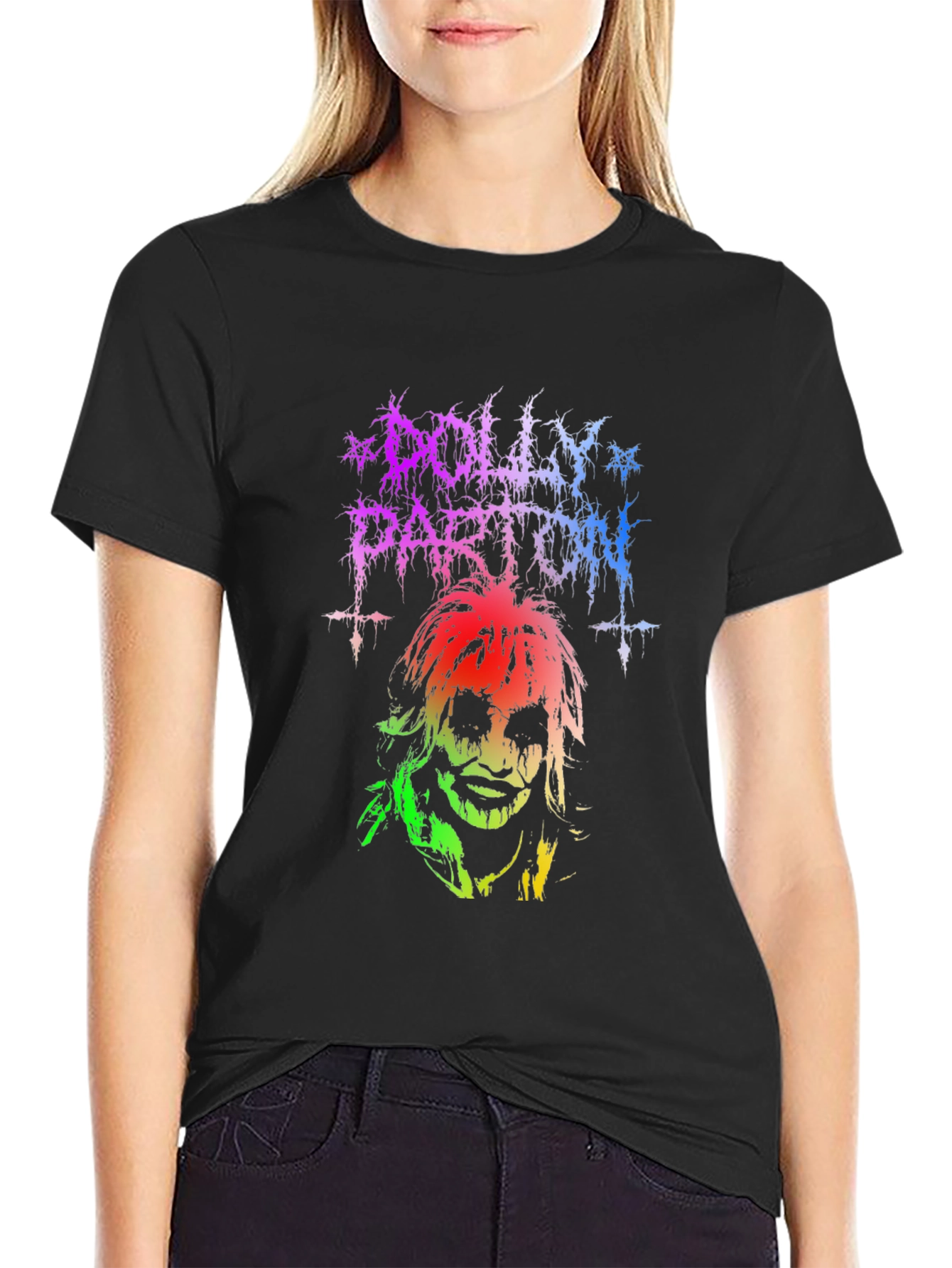 Black Dolly Parton Heavy Metal T-Shirt - Unisex view 2