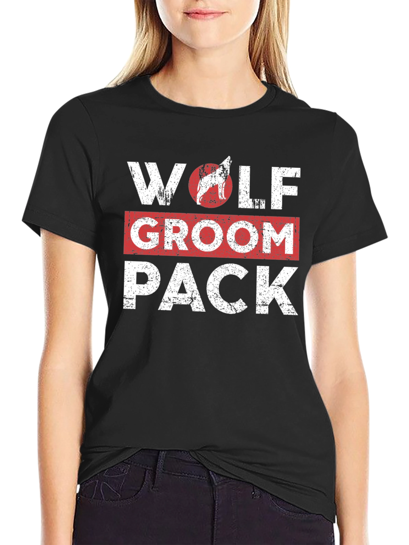 Black Wolf Groom Pack Graphic T-Shirt view 2
