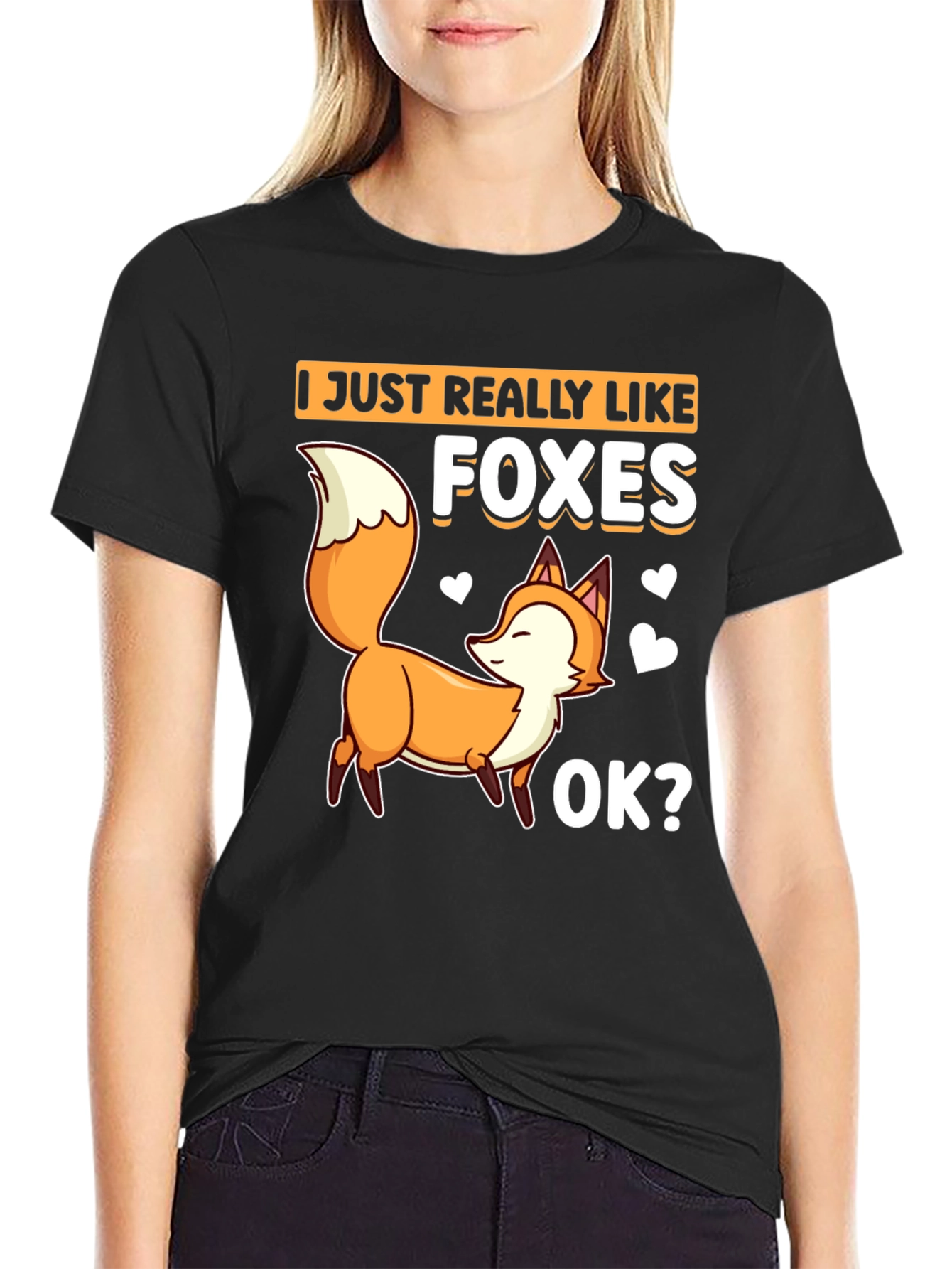 Black I Just Really Like Foxes T-Shirt view 2