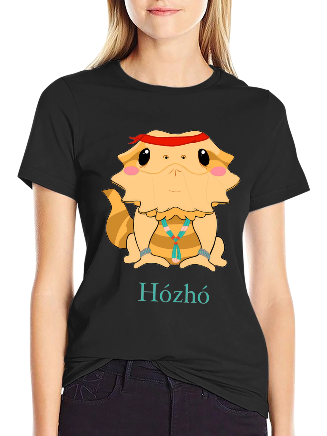 Black Bearded Dragon Hózhó T-Shirt - Cool Lizard Tee view 2