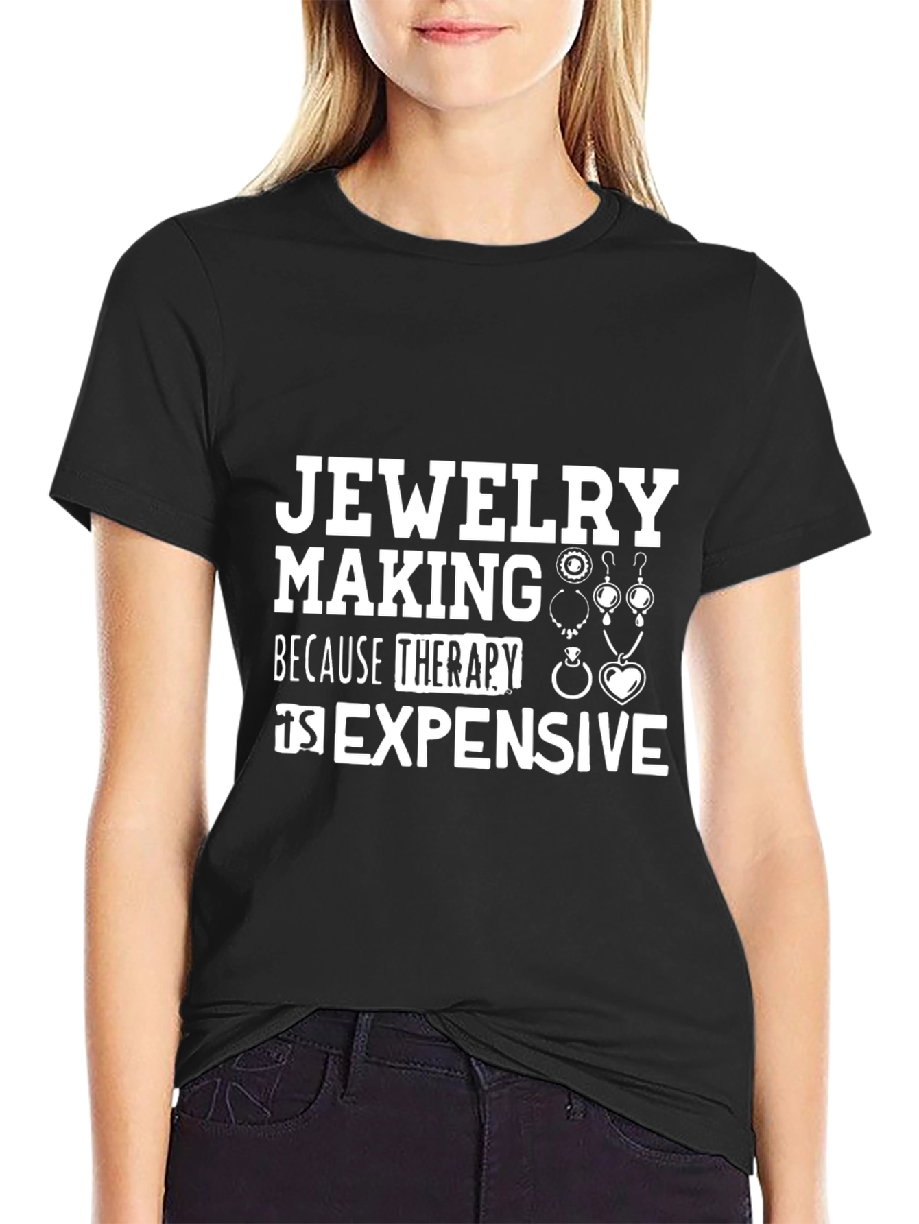 Black Jewelry Making Therapy T-Shirt: Stylish & Comfortable view 2