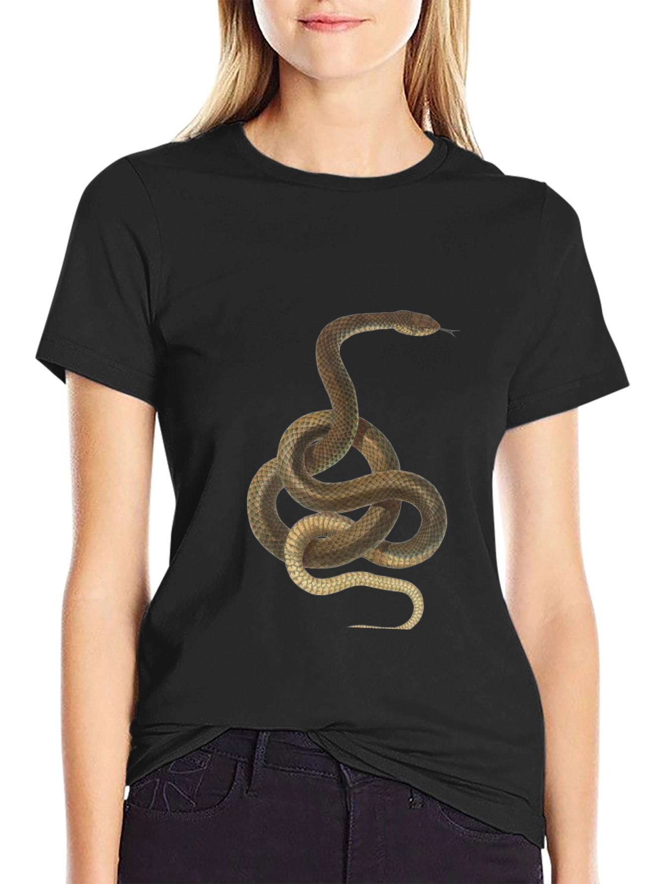 Black Snake Graphic Print T-Shirt - Classic Black Tee view 2