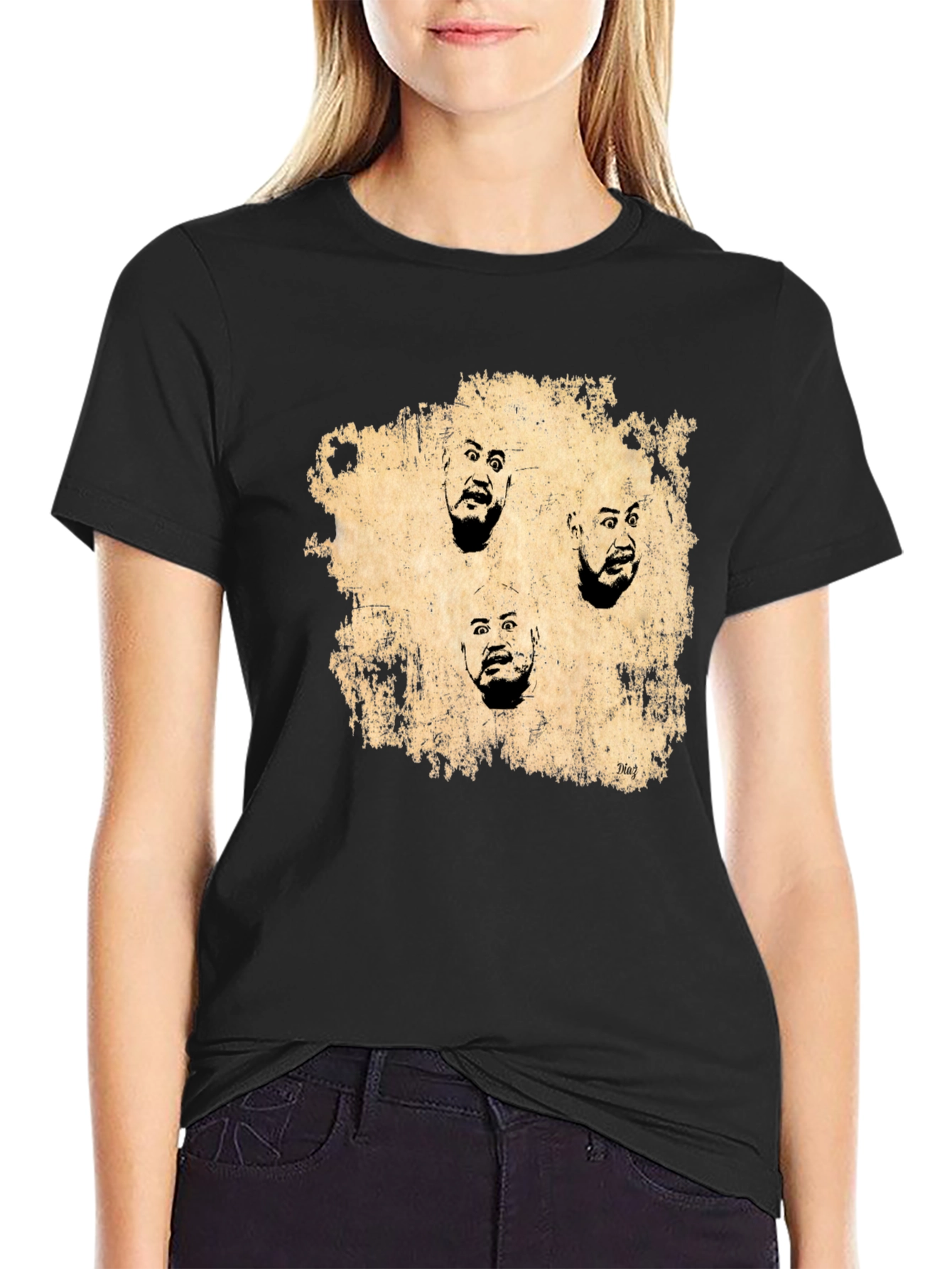 Black Expressionist Faces Graphic Tee - Black view 2